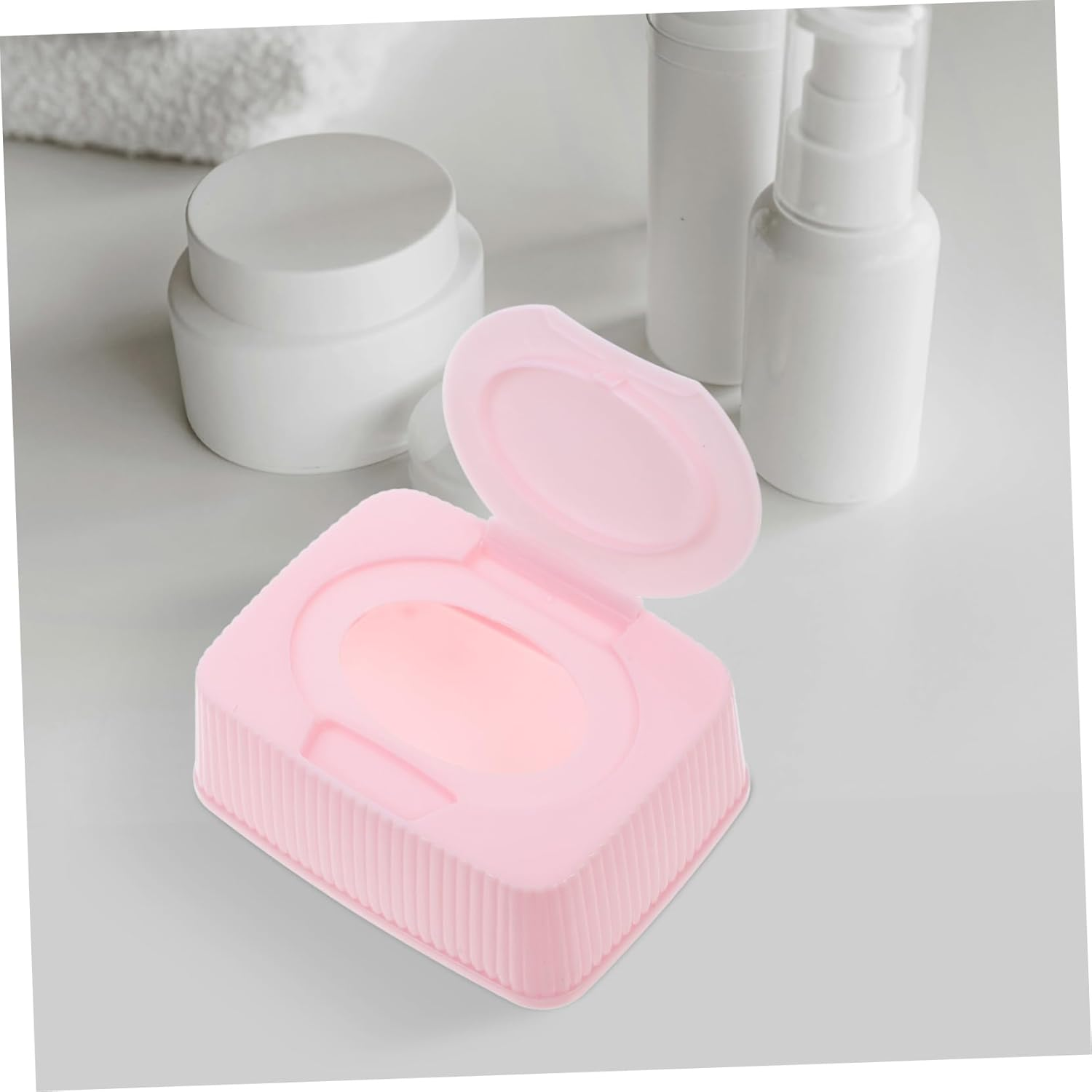 Baby Wipes Storage Box Flip Lid, Dustproof Plastic Wet Tissue Container, Nursery and Travel Dispenser, Keeps Baby Wipes Moist and Fresh, Pink image number 5