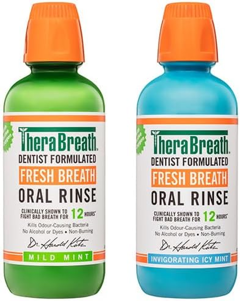 Therabreath Fresh Breath Mouth Wash Bundle - 1X Invigorating Icy Mint Oral Rinse, 473Ml & 1X Mild Mint Oral Rinse, 473Ml - Professional-Grade Oral Care - Long-Lasting Fresh Breath image number 4