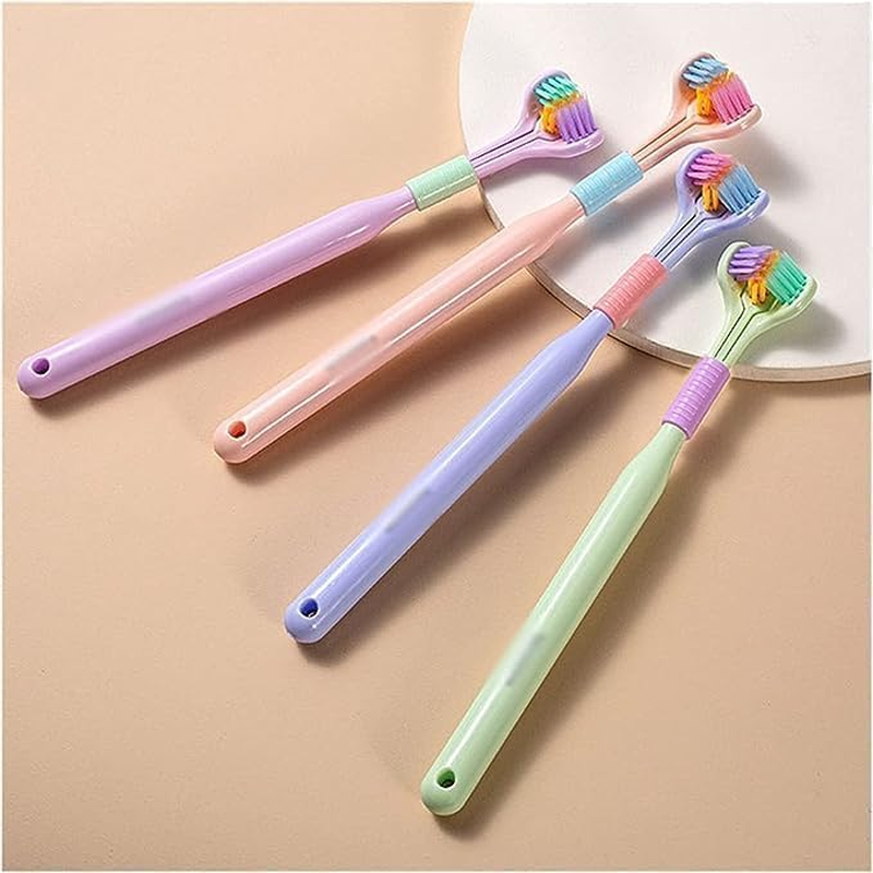 2Pcs Random Color Three-Sided Soft Hair Toothbrush, Effective Wrap-Around Design, Deeply and Thoroughly to Clean Teeth and Gums, Manual Toothbrushes Suitable for Adults and Children Health Household image number 5