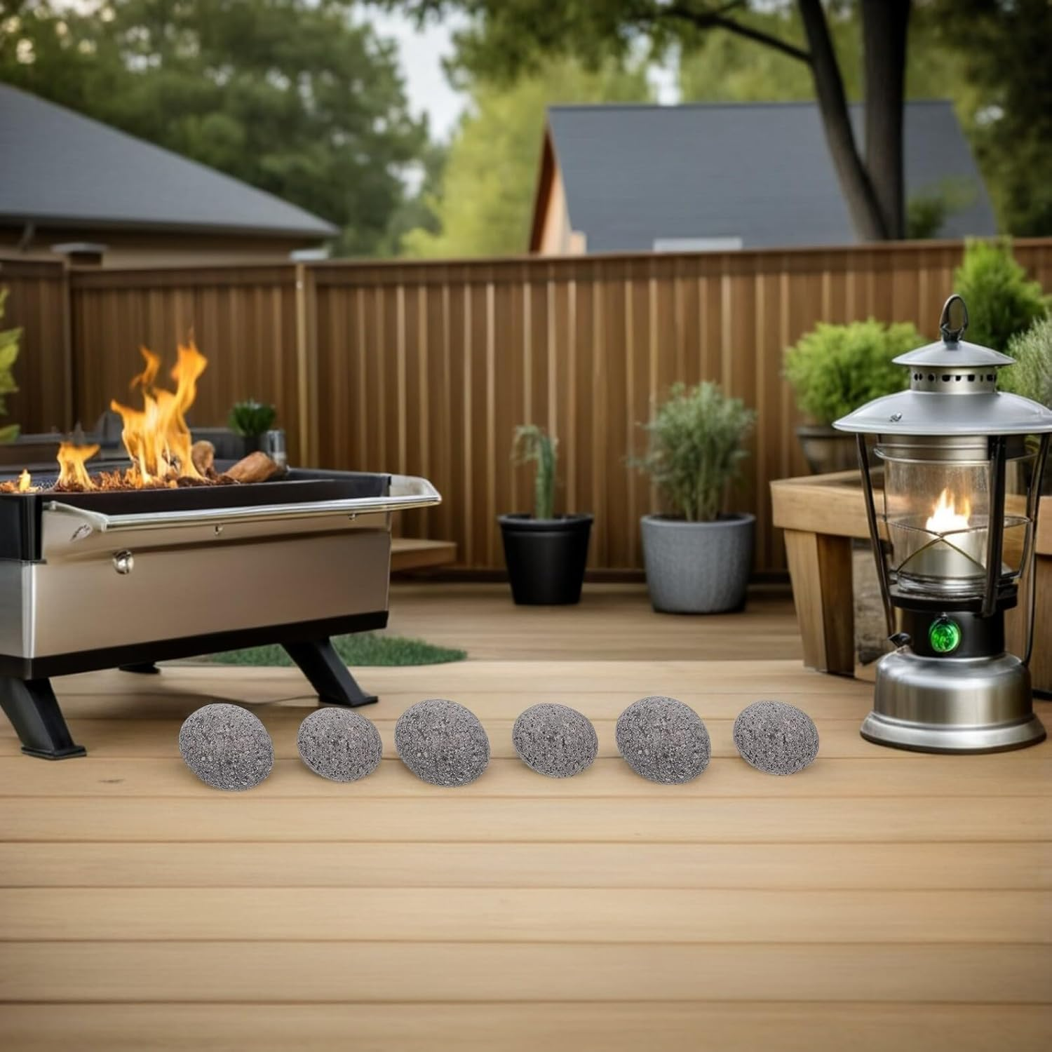 CHILDWEET Natural Volcanic Lava Rocks for Fire Pit 1Kg Pack 3-5Cm Reusable Fire Stones for Gas Grill Outdoor Fireplace and Patio Decoration image number 6