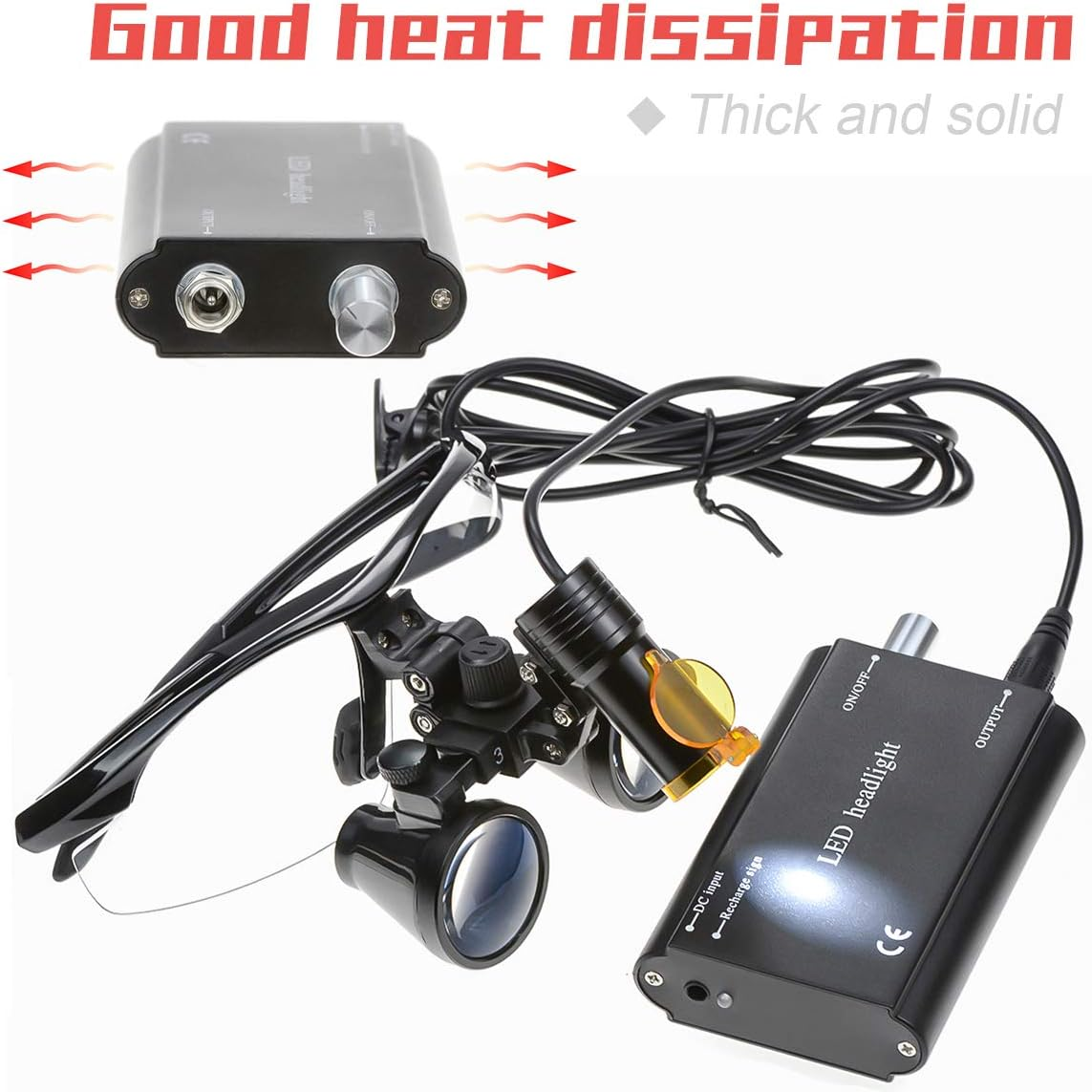 Tankredrug 5W LED Headlight Lamp Filter Belt Clip on 3.5X 420Mm Working Distance Wide View Optical Glass Binocular Loupe with Aluminum Case (Black) image number 6