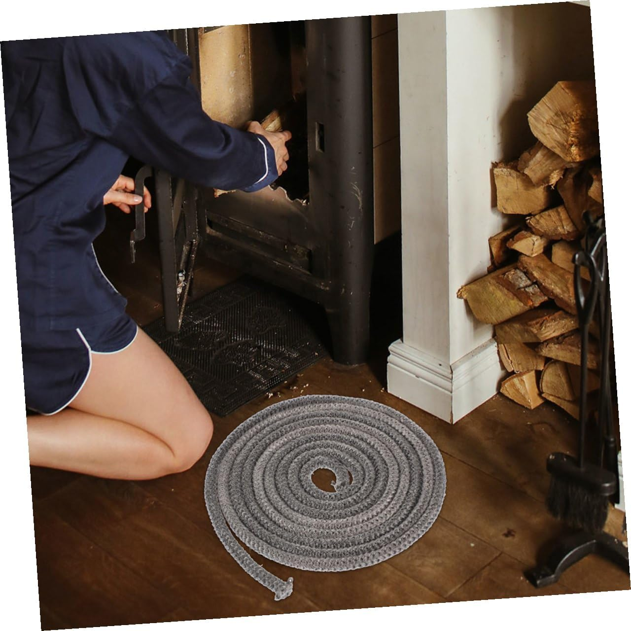 PLAFOPE 5M Wood Stove Gasket Rope 14Mm Fiberglass Fire Resistant Seal for Wood Burning Stove Door Insert and Fireplace Flue Sealant image number 3