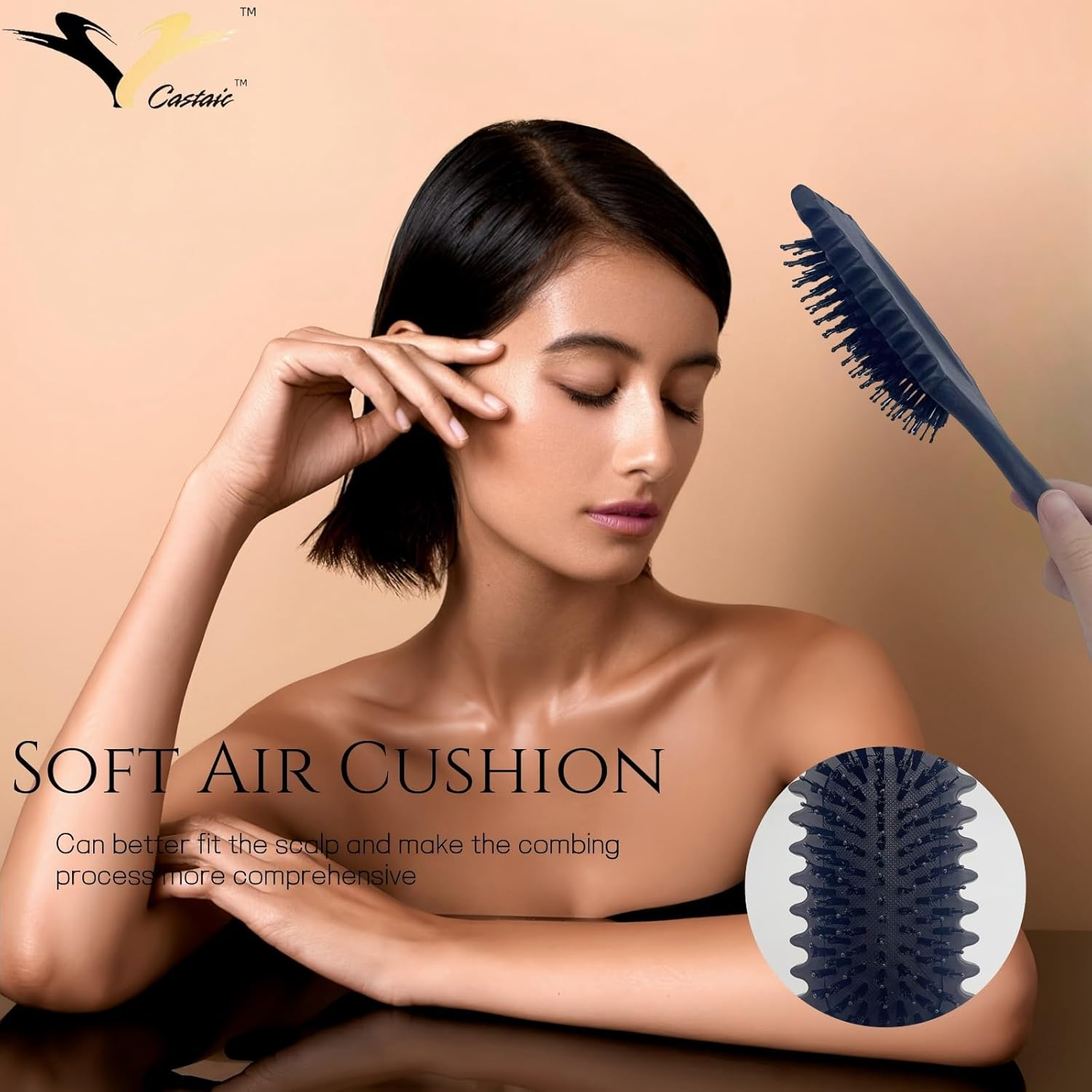 Castaic Curly Hair Brush, Boar Bristle Hair Brush for Shaping Men'S and Women'S Curly Hair,Reduce Separation (Black) - Black image number 1