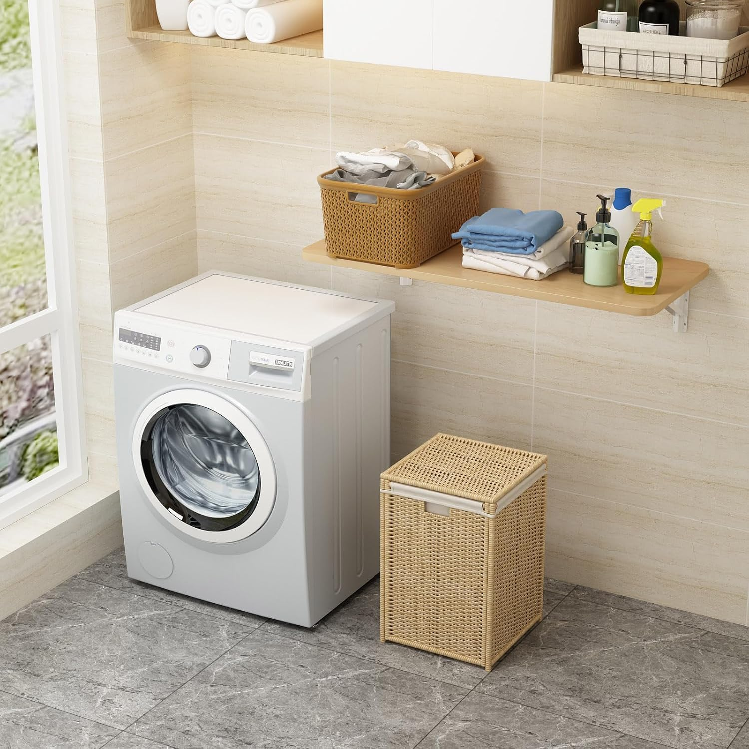 FANGXIN Wall-Mounted Folding Laundry Table &ndash; Space-Saving Desk for Small Areas | Office, Workbench, Kitchen, Dining | 220LBS Capacity, Waterproof &ndash; Easy Installation & Cleaning (47.2" X 19.7") image number 3