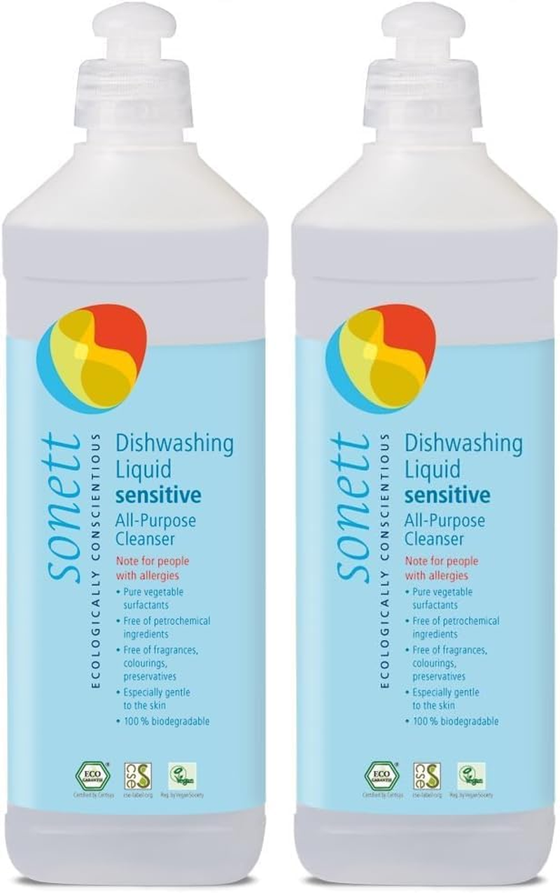 Sonett Dishwashing Liquid/Sensitive All-Purpose Cleanser, 500 Milliliters (Pack of 2)