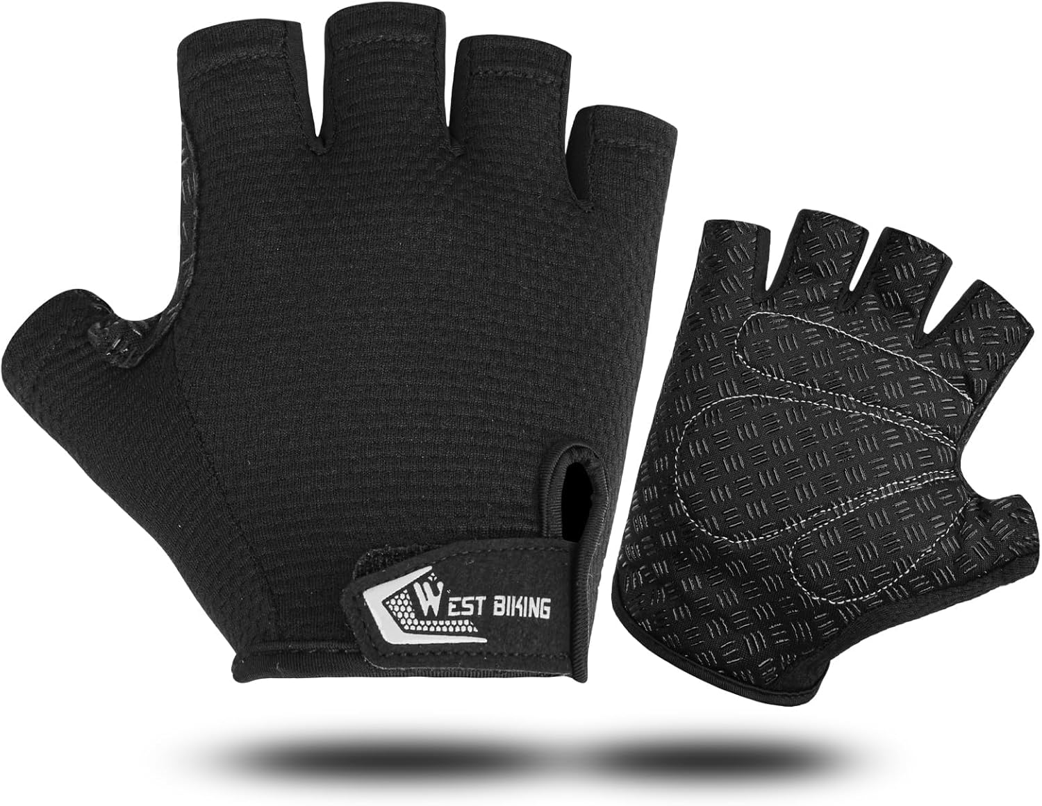 Cycling Gloves, Half Finger Bicycle Gloves with anti Slip Gel Pad, Breathable MTB Gloves Sports Gloves for Men and Women (Black) image number 3