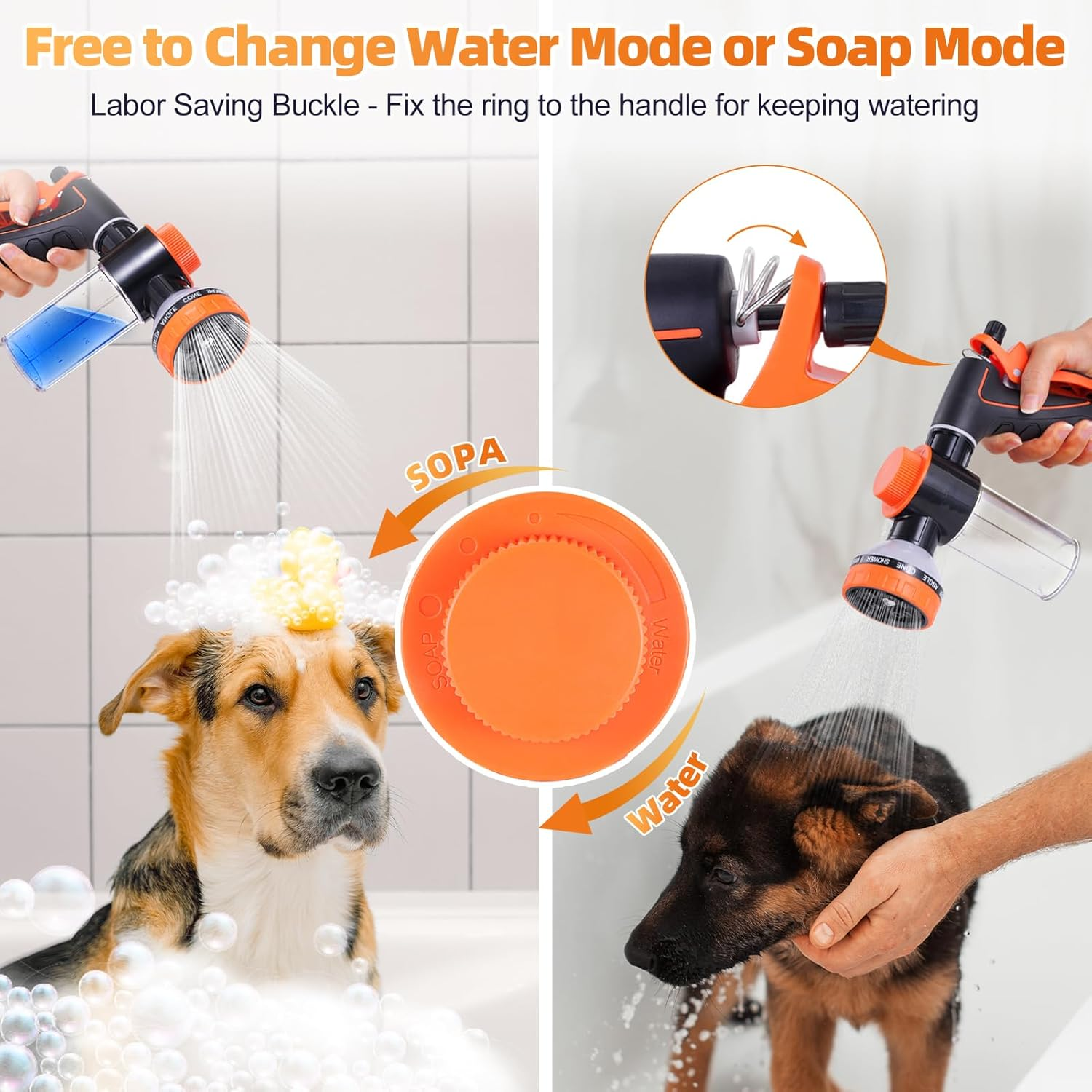 Bathtub Faucet Sprayer Attachment for Dog Washing - Hose with Adapters for Tub and Sink