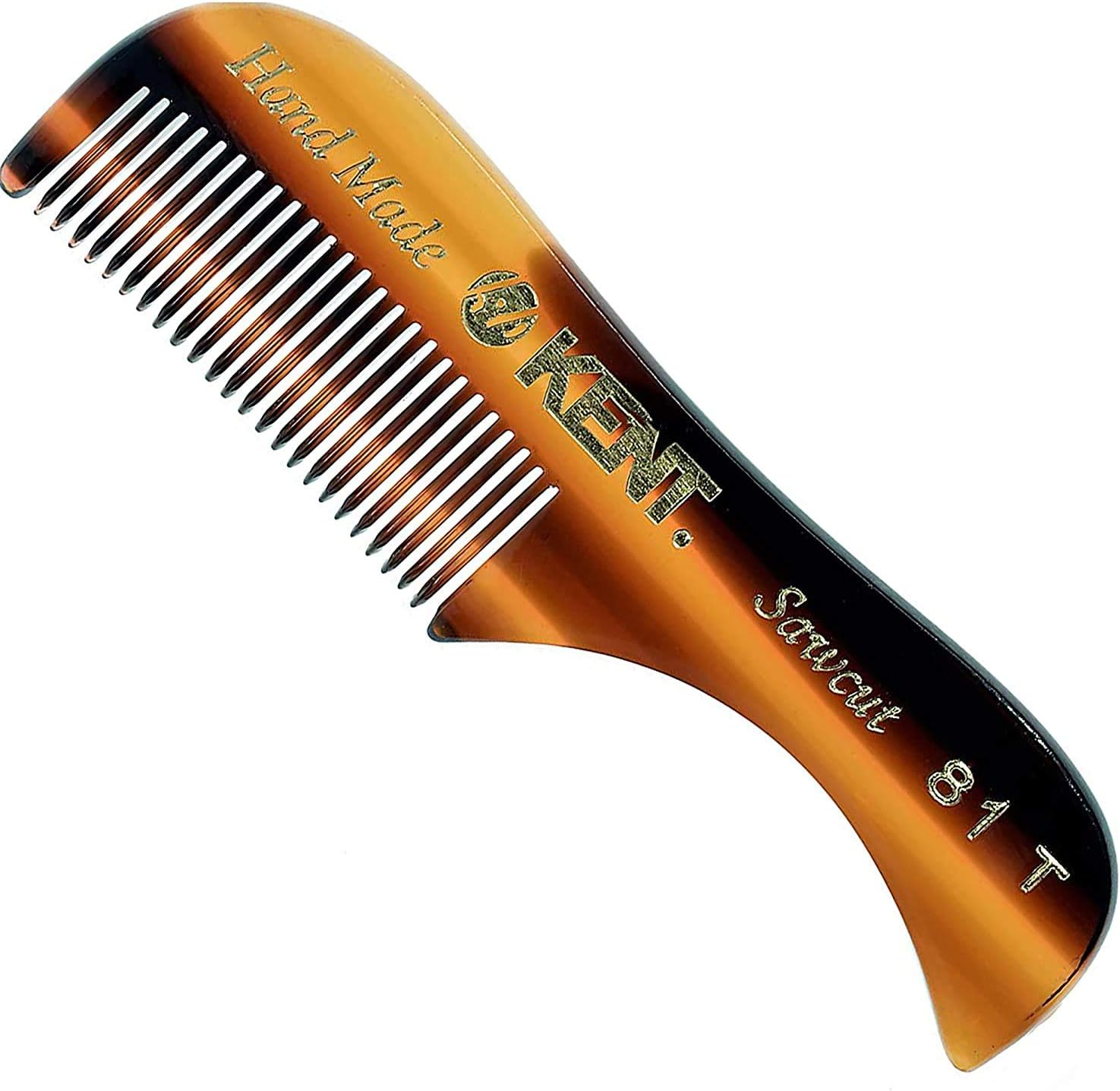 Kent a 81T X-Small Gentleman'S Beard and Mustache Pocket Comb, Fine Toothed Pocket Size for Facial Hair Grooming and Styling. Saw-Cut of Quality Cellulose Acetate, Hand Polished. Hand-Made in England