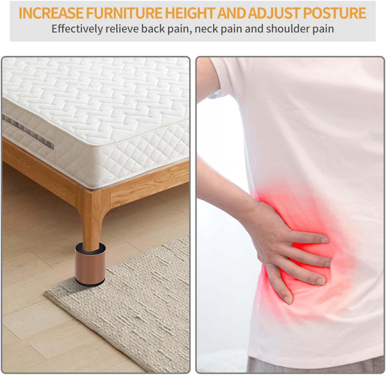 Furniture Bed Risers 2 Inch Carbon Steel, BRUIQIM Self-Adhesive Bed Riser, Table Riser, Sofa Riser, Furniture Riser Adds 2" in Height,Solid Steel Bed Riser Supports 5000 Lbs (Brown, Black) image number 3