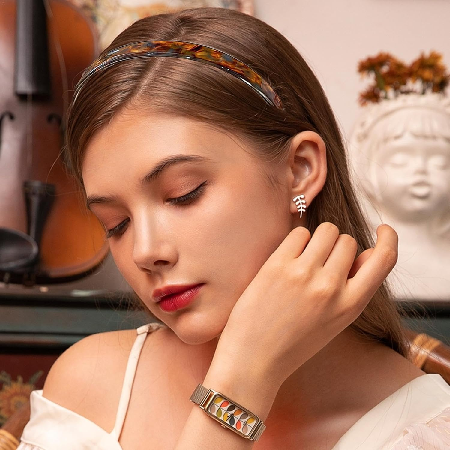 2024 New Acetate Hair Band Designed for Eyewear, No Pressure No Headache Comfortable Headbands for Women Fashion Thin Headbands - Black image number 7