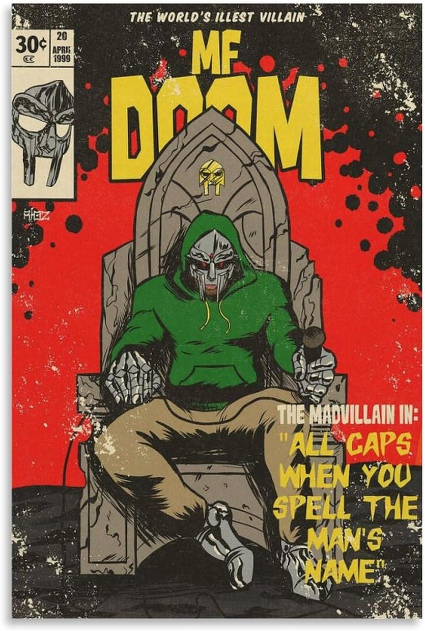 Mf Doom Comic Art Poster Poster Canvas Painting Wall Art Picture Home Decor Print for Bedroom Living Room Dorm Study Bar Office 12X18Inch(30X45Cm) image number 1