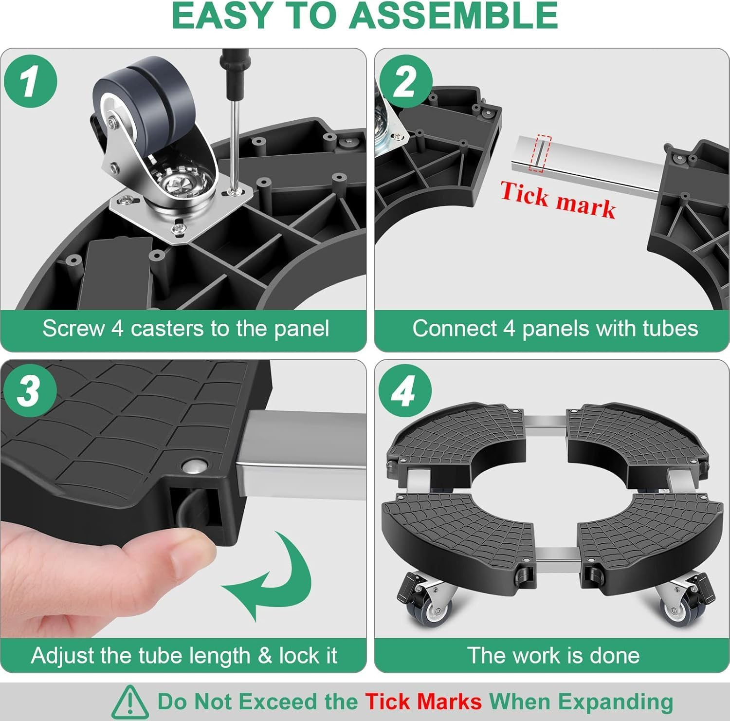 2 Pack Plant Caddy with Wheels Heavy Duty, 40-48CM Adjustable Plant Stand with Wheels, Large Plant Dolly Cart for Vertical Garden Tower, Vertical Planters, Patio Umbrella Base, Plant Pots, Trash Can image number 5