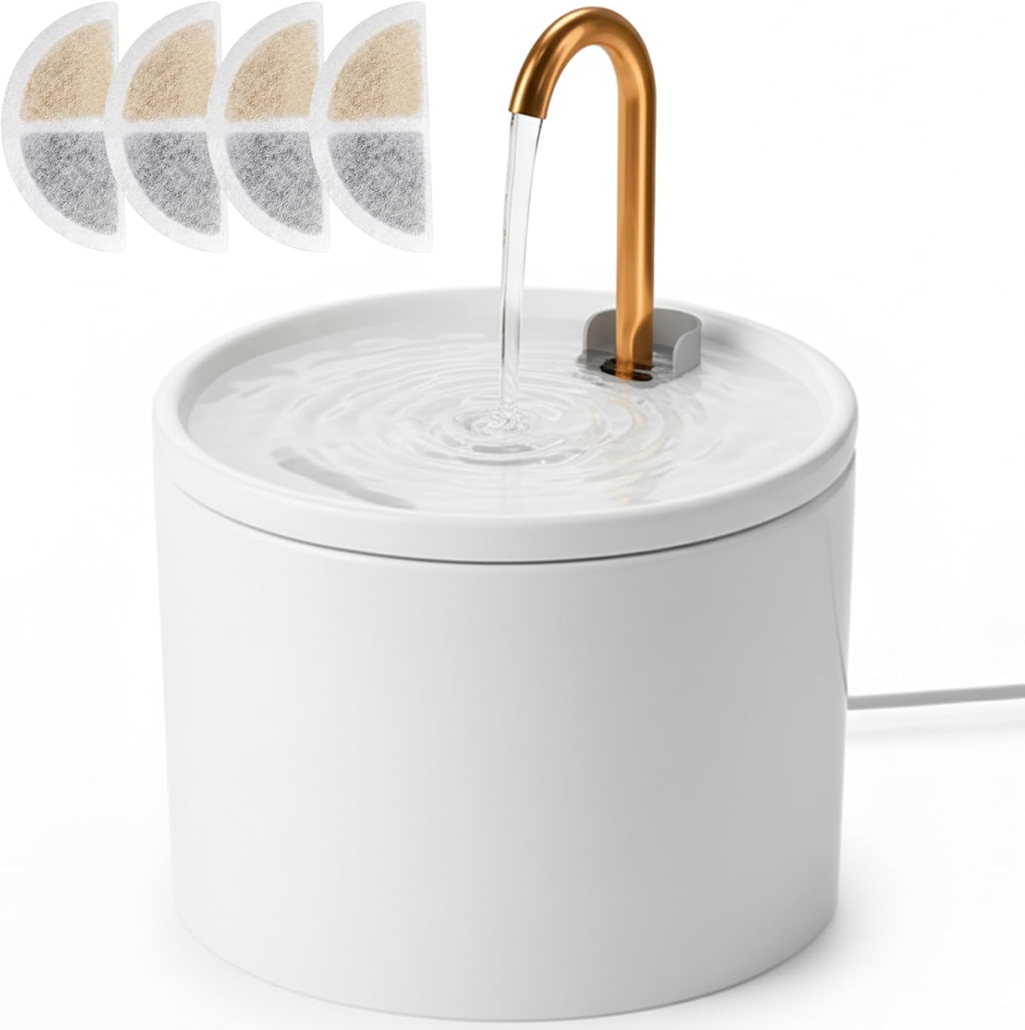 100% Ceramic Cat Water Fountain, 1.2L Ultra-Quiet (20Db) Pet Water Fountain for Cats and Small Dogs, Automatic Drinking Fountain with 4 Filters, Easy to Clean, Encourages Hydration, White 4 image number 6