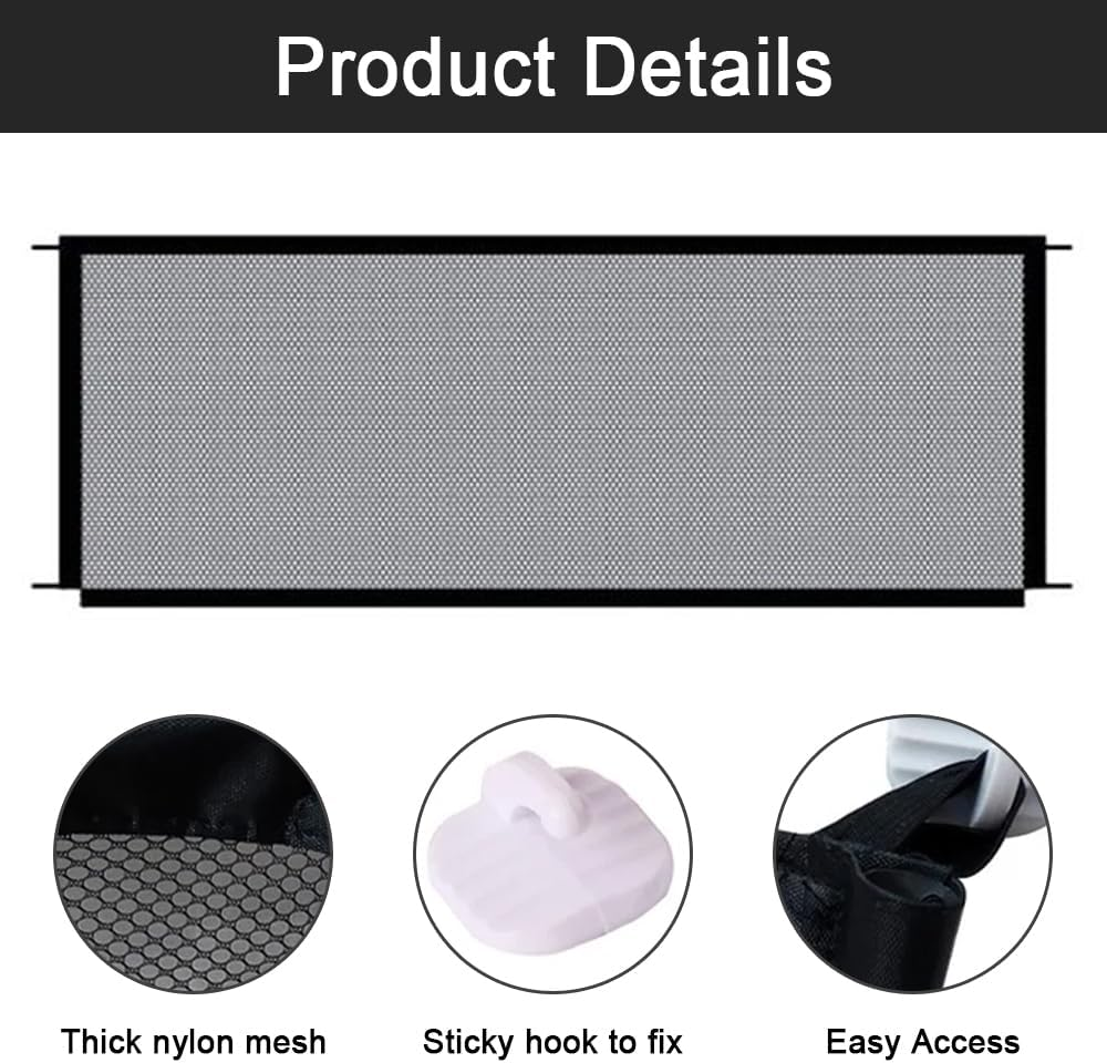 TOMVAES Pet Safety Guard Mesh Dog Gate,Portable Folding Mesh Magic Gate, Safety Gate,Safe Guard Install Anywhere,Ideal for Corridors, Stairs, Balconies,72 * 120Cm,Black