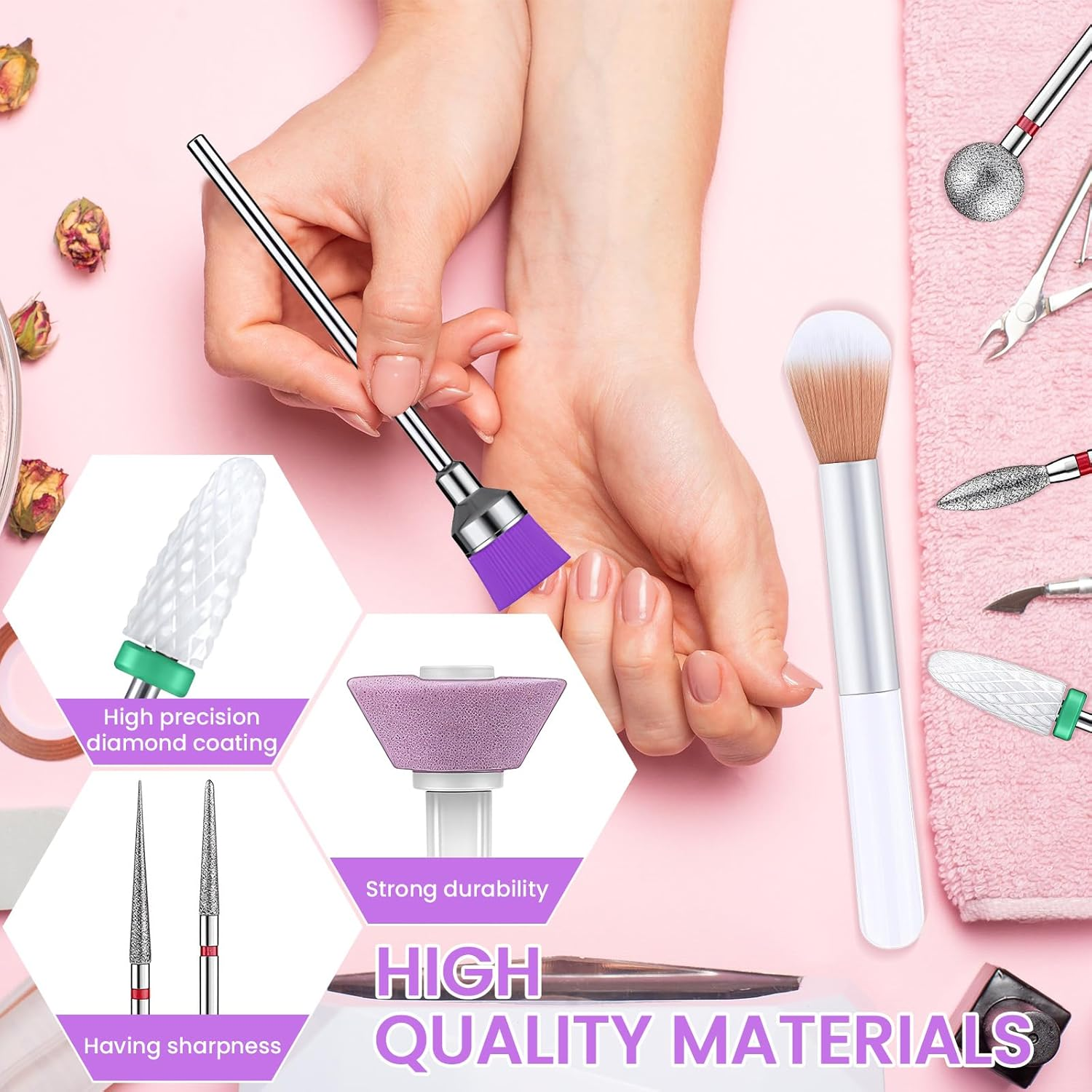 Mohito 21 Piece Nail Drill Bits, Piece Nail Drill Set, 3/32 Inch Electric Nail Cutter Bits Set, for 3/32 Inch Nail Drill Gel Nails Acrylic Gel Manicure and Pedicure image number 2