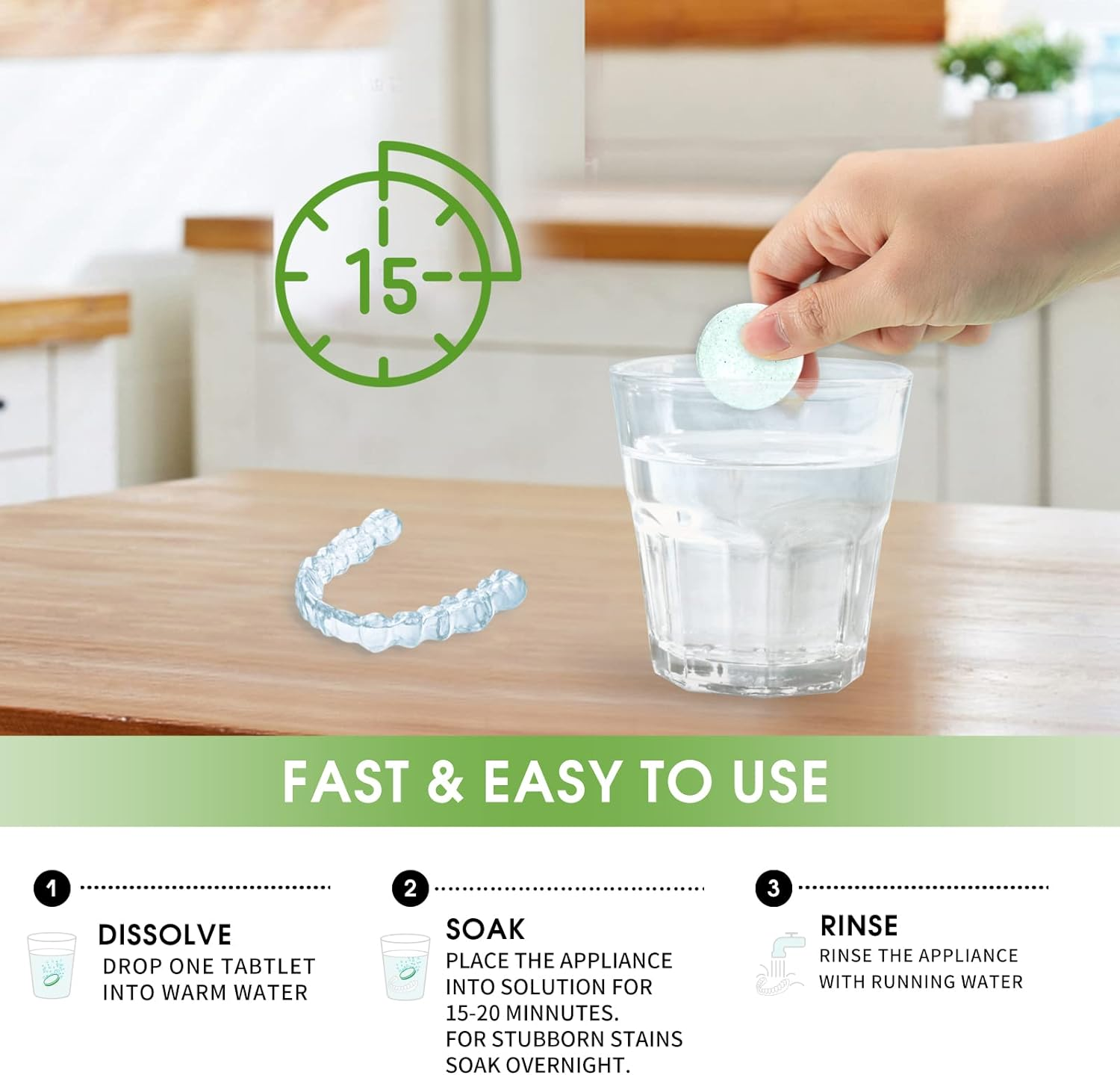 Y-Kelin Retainer Cleansing Tablets 120 Tab 4 Months Supply-New Formulation Flavor Cleaner for Retainer, Invisalign, Denture, Mouth Guard (Apple) image number 5