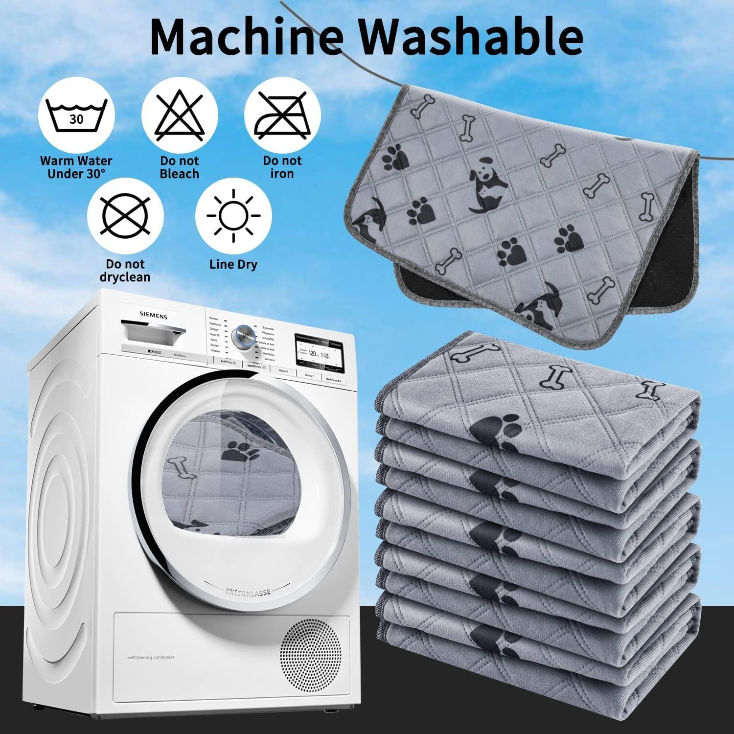 Washable Dog Pee Pads Reusable 2 Pack, Reusable Puppy Potty Training Pads Non-Slip Waterproof Mat for Indoor, Travel, Whelping, Housebreaking, Incontinence 100 X 90 Cm image number 4