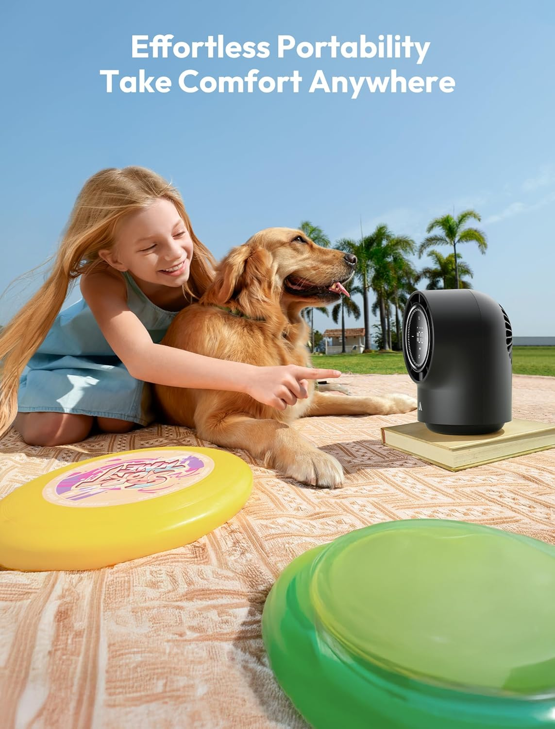 Aecooly Touch Control Desk Fan, 100 Speeds Quiet Digital Display 8000Mah Battery Powered Small Table with 3 Oscillation Angles Desktop Fan for Bedroom, Bedside, Office, Travel -Black