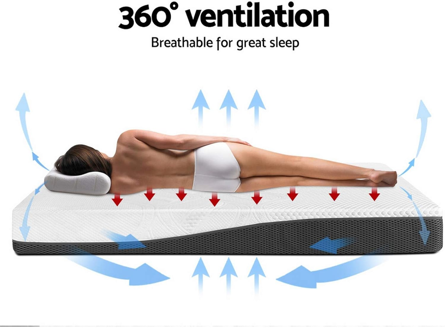 Giselle Bedding Single Mattress, Memory Foam Mattresses Floor Mat for Bedroom High Density Firm Feel Pressure Relief Cooling Technology, 21Cm Thickness Cool Gel Non Spring Bed image number 6