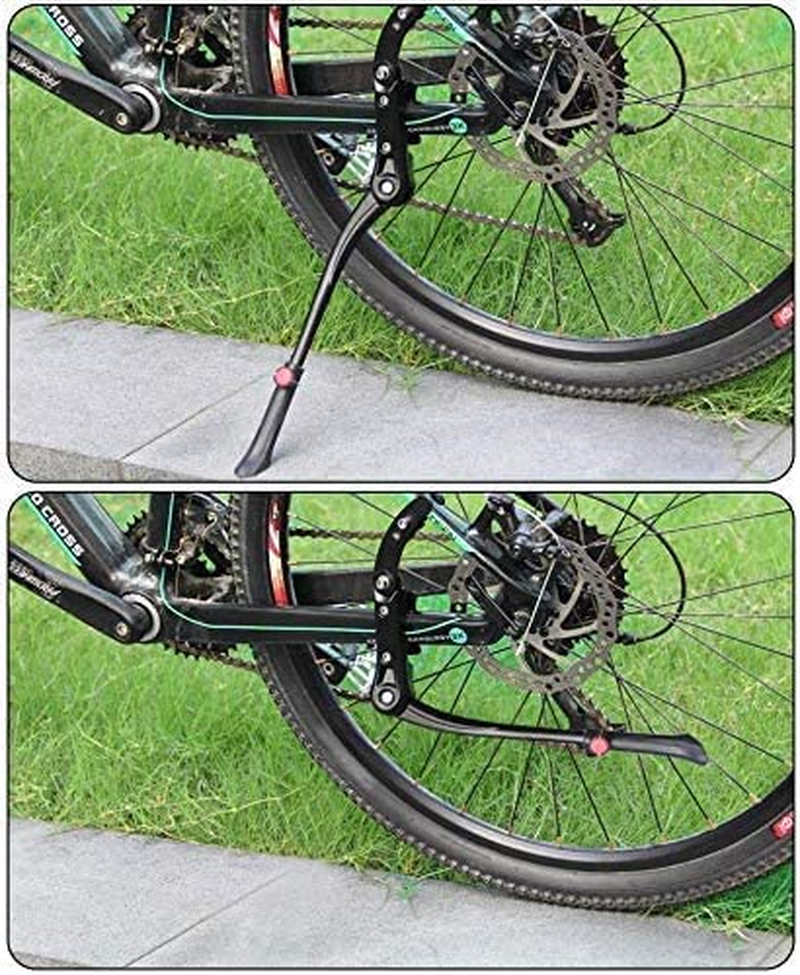 ACESPORT Bicycle Stand Side Stand Bicycle Universal Aluminium Alloy Bicycle Stand Height Adjustable for 24-29 Inch Mountain Bike, Road Bike, Bicycles and Folding Bike, with Non-Slip Rubber Stand image number 2