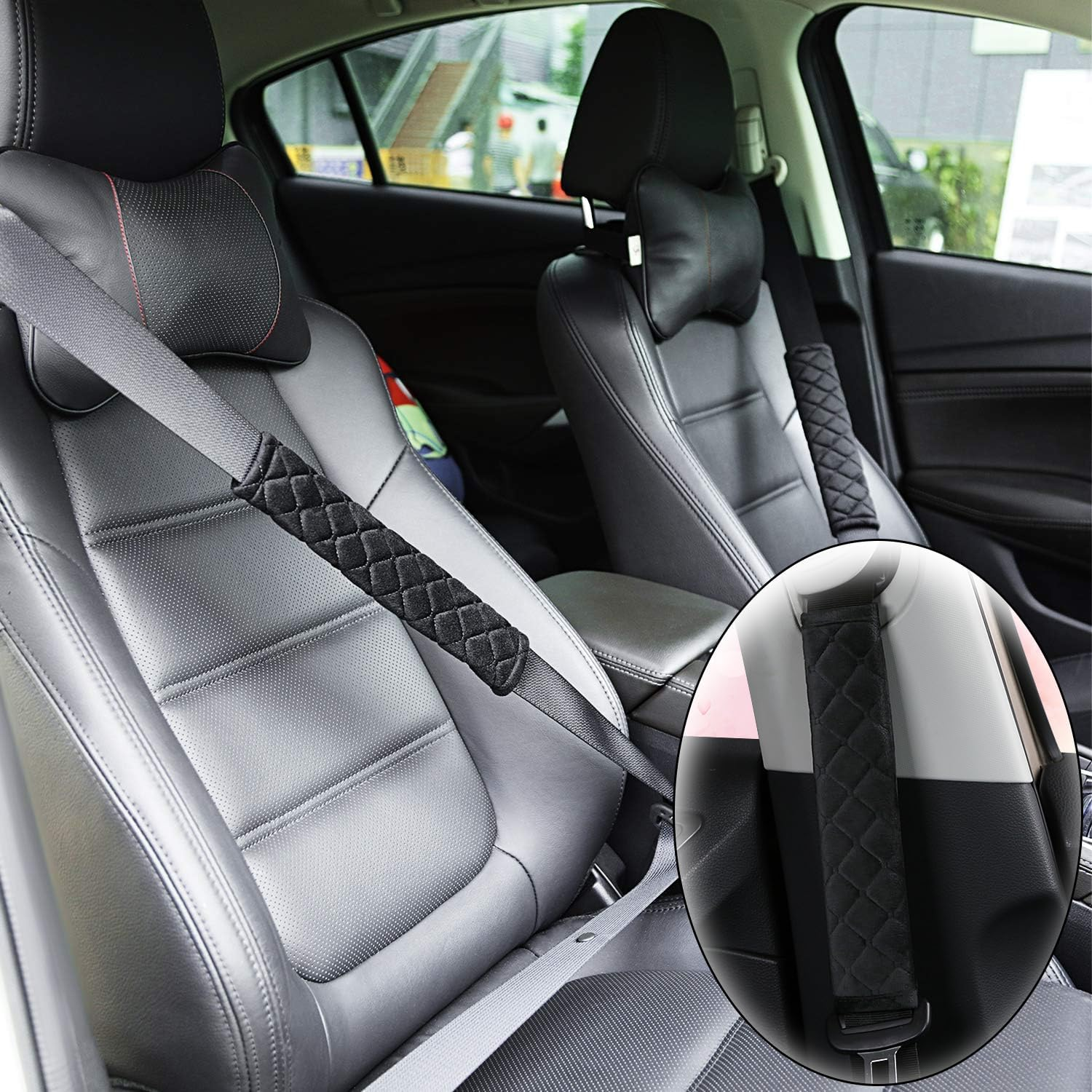 4Pcs Seat Belt Cover Pad Seatbelt Car Strap Covers Seat Universal Cover Soft Shoulder Pad for Helping Protect Your Shoulder from the Rubbing to Release Stress to Neck and Shoulder for Kids & Adults image number 3