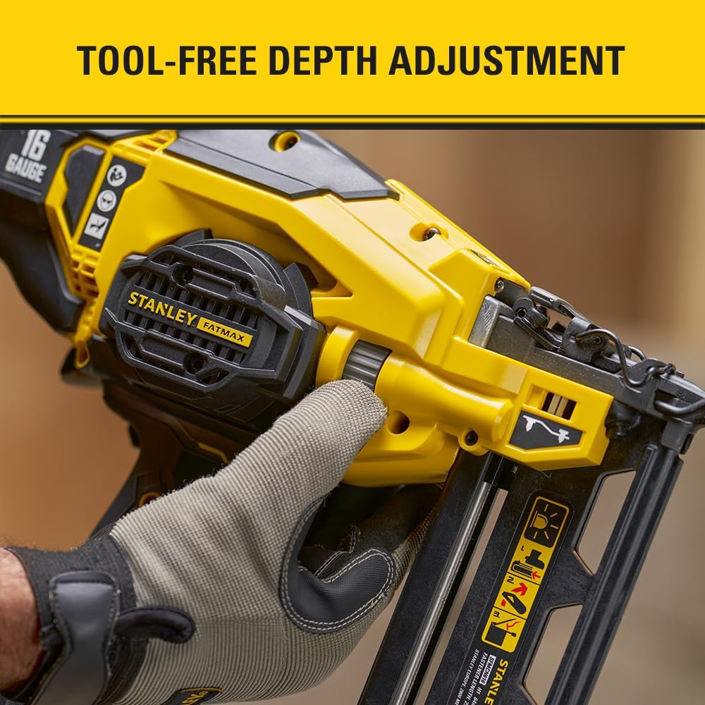 STANLEY FATMAX V20 | 18V 16‑Gauge Finish Nailer - Tool‑Free Depth Adjust for DIY Trim & Moulding, Nailer Only image number 3