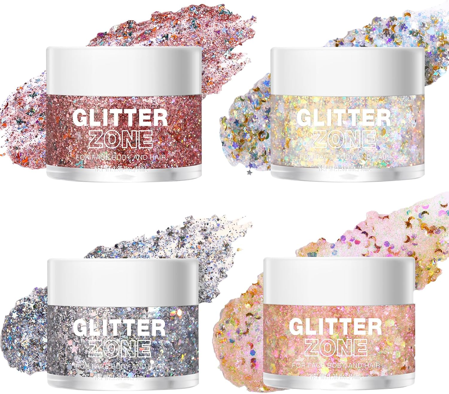 MKNZOME Body & Face Glitter Gel, Holographic Mermaid Sequins Glitter, Festival Chunky Cosmetic Glitter Gel for Face Eye Body Hair, Long Lasting Sparkling Waterproof Resin Glitters Flakes for Festival image number 4