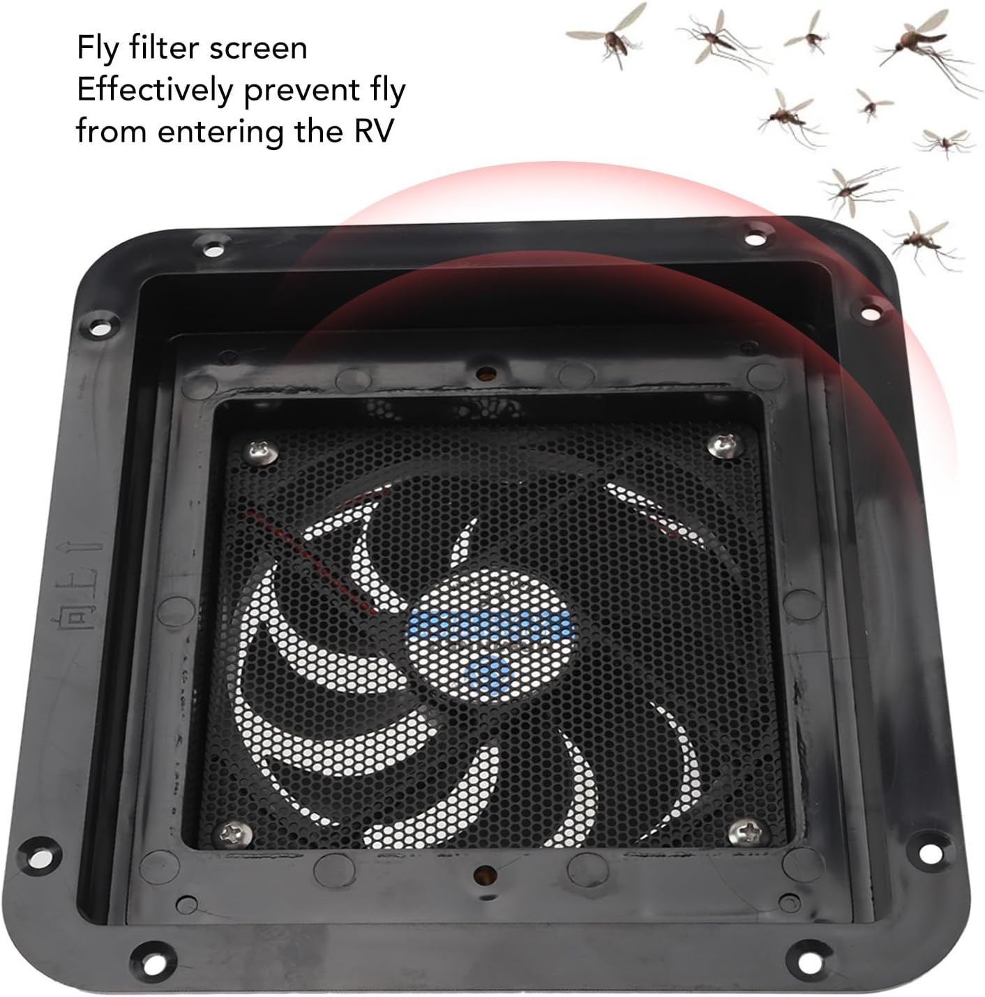 RV Side Vent Fan, 24V 7.2W 3000RPM One Way High Speed Exhaust Fan, Waterproof Air Vent Ventilation with Shutter for Motorhome RV Caravan Trailer Boat Yacht, Black image number 1