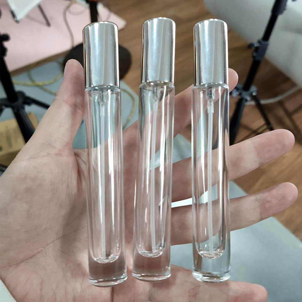 Elfenstall - 5Pcs 10Ml 1/3Oz Silver Metal Spray Thick Bottle for Refill Perfume Hydrating Fragrance Fine Mist Atomizer Cosmetic Container Party Makeup Tool Travel Sample - Silver image number 6