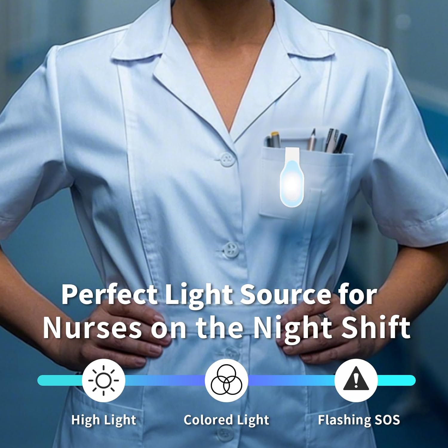 2Pcs Nurse Light for Night Shift Hands Free - Torch Rechargeable Clip-On LED Flashlight for Badge Reel Small Portable Nursing Accessories for Running Healthcare Workers image number 3