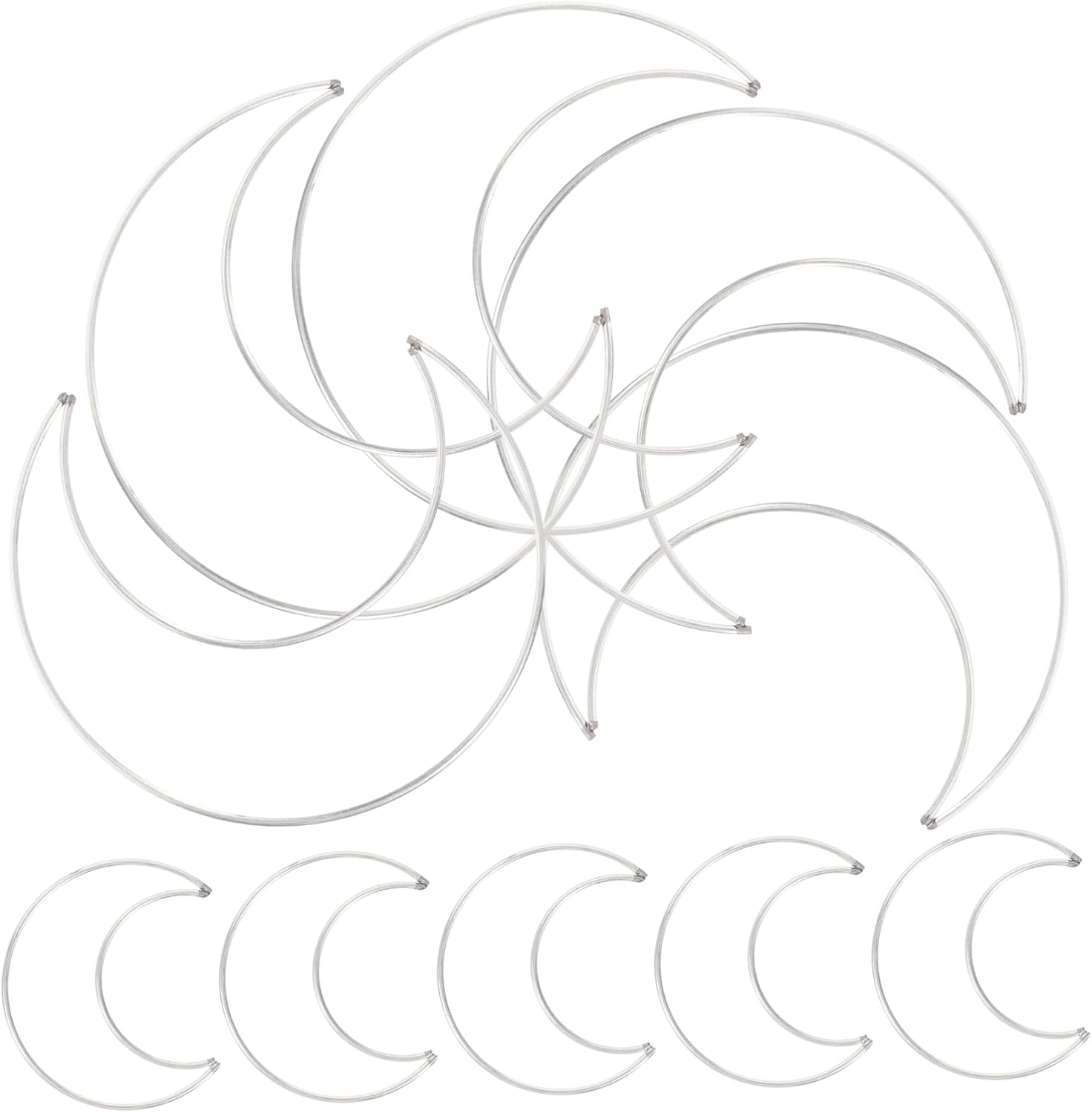 Moon Shaped Dreamcatcher Hoops DIY Craft Rings Iron Dream Catcher Decoration 10Pcs (5 Small + 5 Large) for Handmade Home D&eacute;cor Supplies image number 6