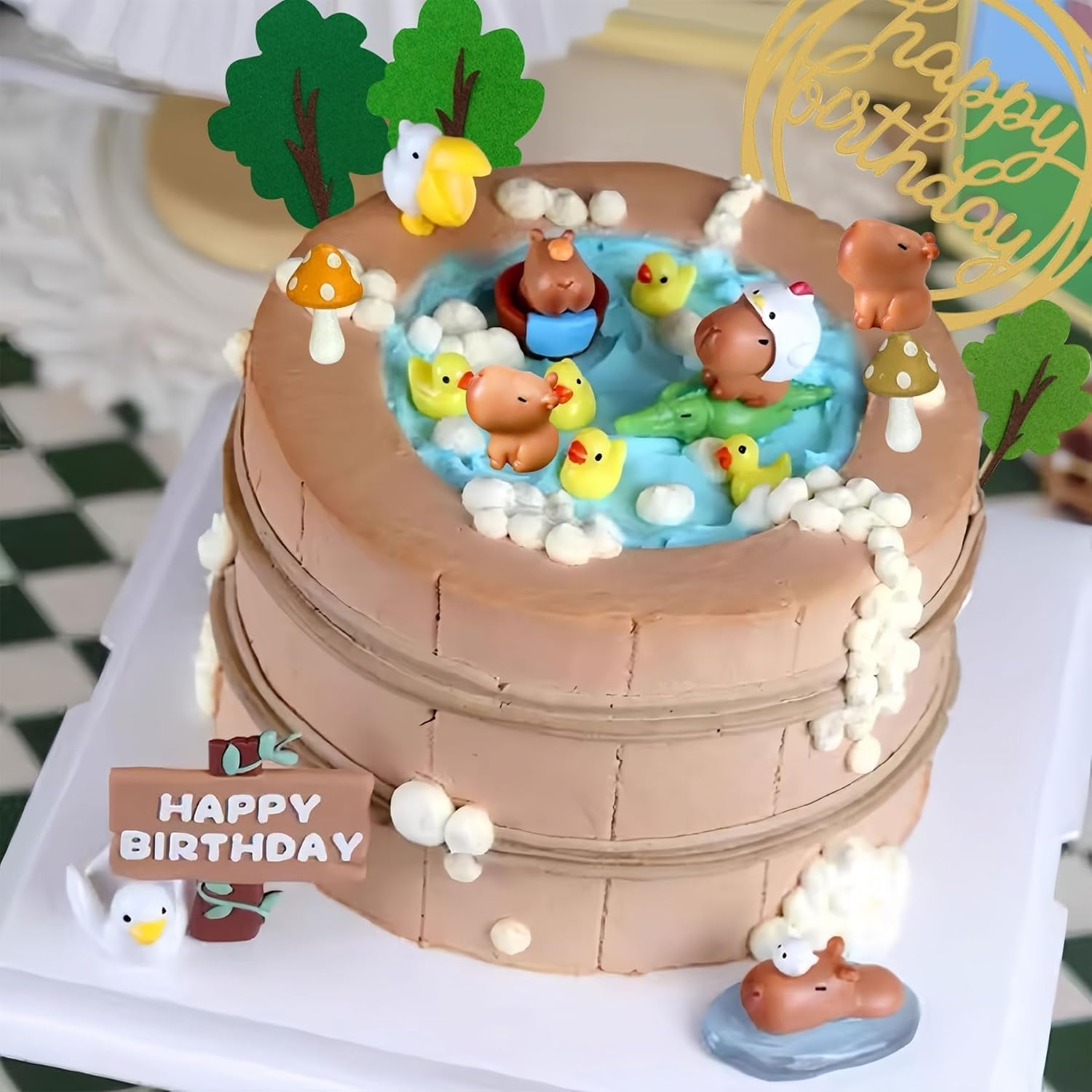 Capybara Cake Toppers Capybara Birthday Party Supplies，Toucan，Crocodile Cake Topper Woodland Animals Cake Decoration Woodland Baby Shower Decorations image number 3