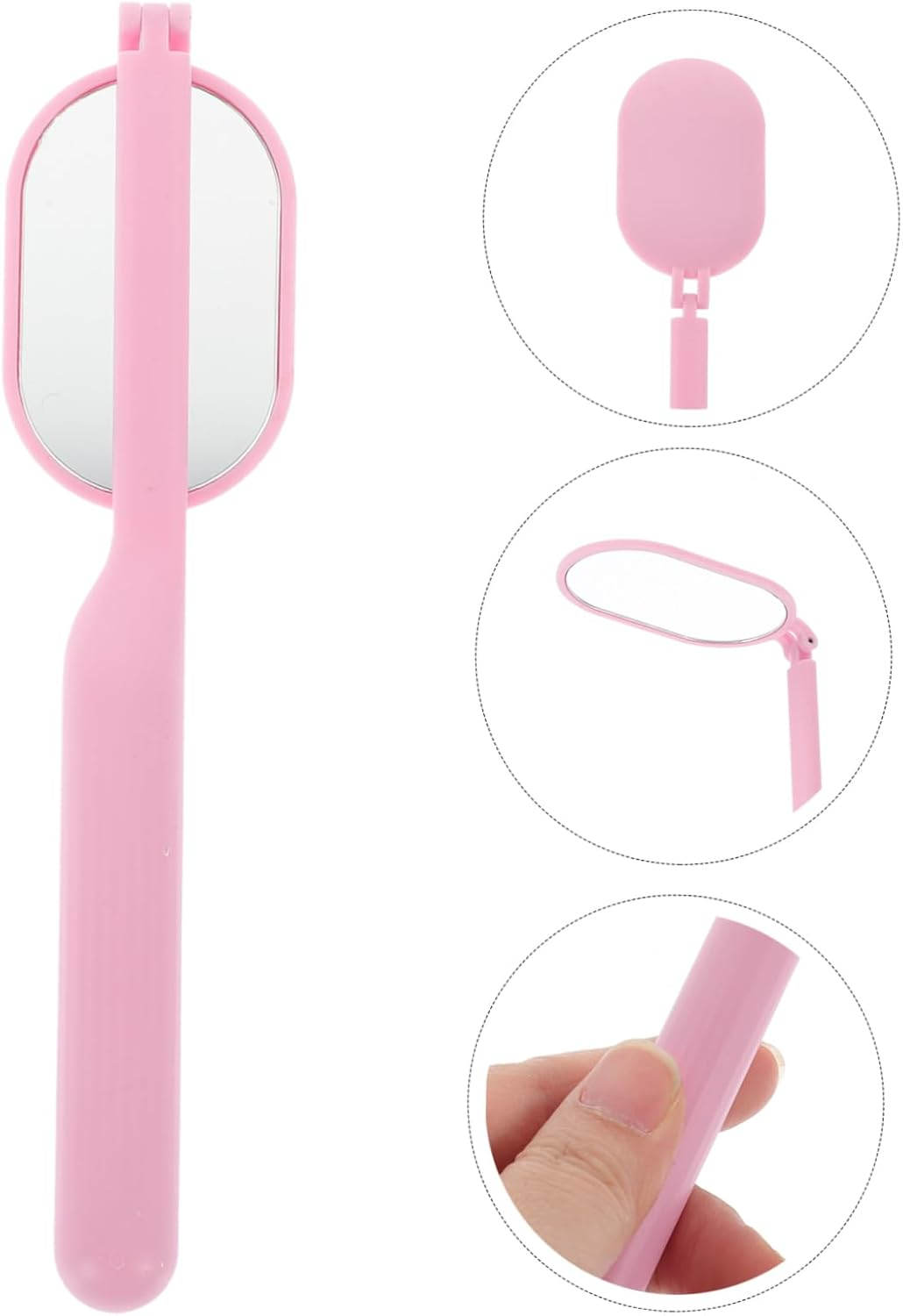 Pink Handheld Lash Extension Mirror Portable Eyelash Check Mirror for Lash Techs Foldable Rotating Design for Salon Use image number 5