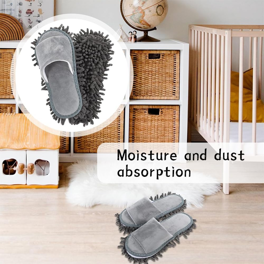 4 Pair Washable House Mop,Detachable Dusting Shoes,Breathable Mesh Surface,Silent Mopping,Funny Cleaning Mop,For Floor Cleaning,Home & Office Use image number 3
