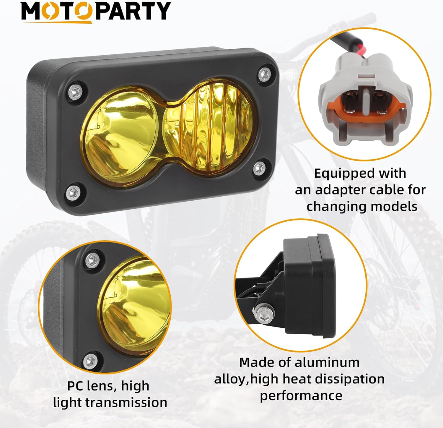 Dirtbike Headlight Kit for Sur-Ron Segway X260 Talaria Sting R MX4 PC Lens Motorcycle Yellow Light Bar Led Headlamp