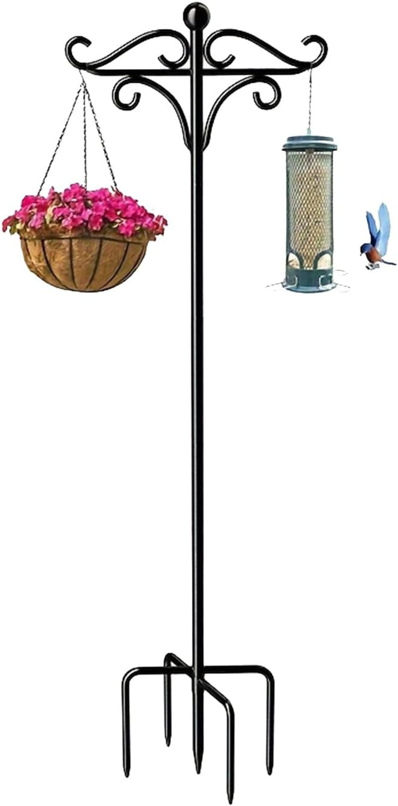 Outdoor Shepherd Hook 233Cm/193Cm (92 In/76 In) to Choose Suitable as Bird Feeding Pole,Lantern Pole,Flower Basket Pole,Banner Pole (193CM / 76In)