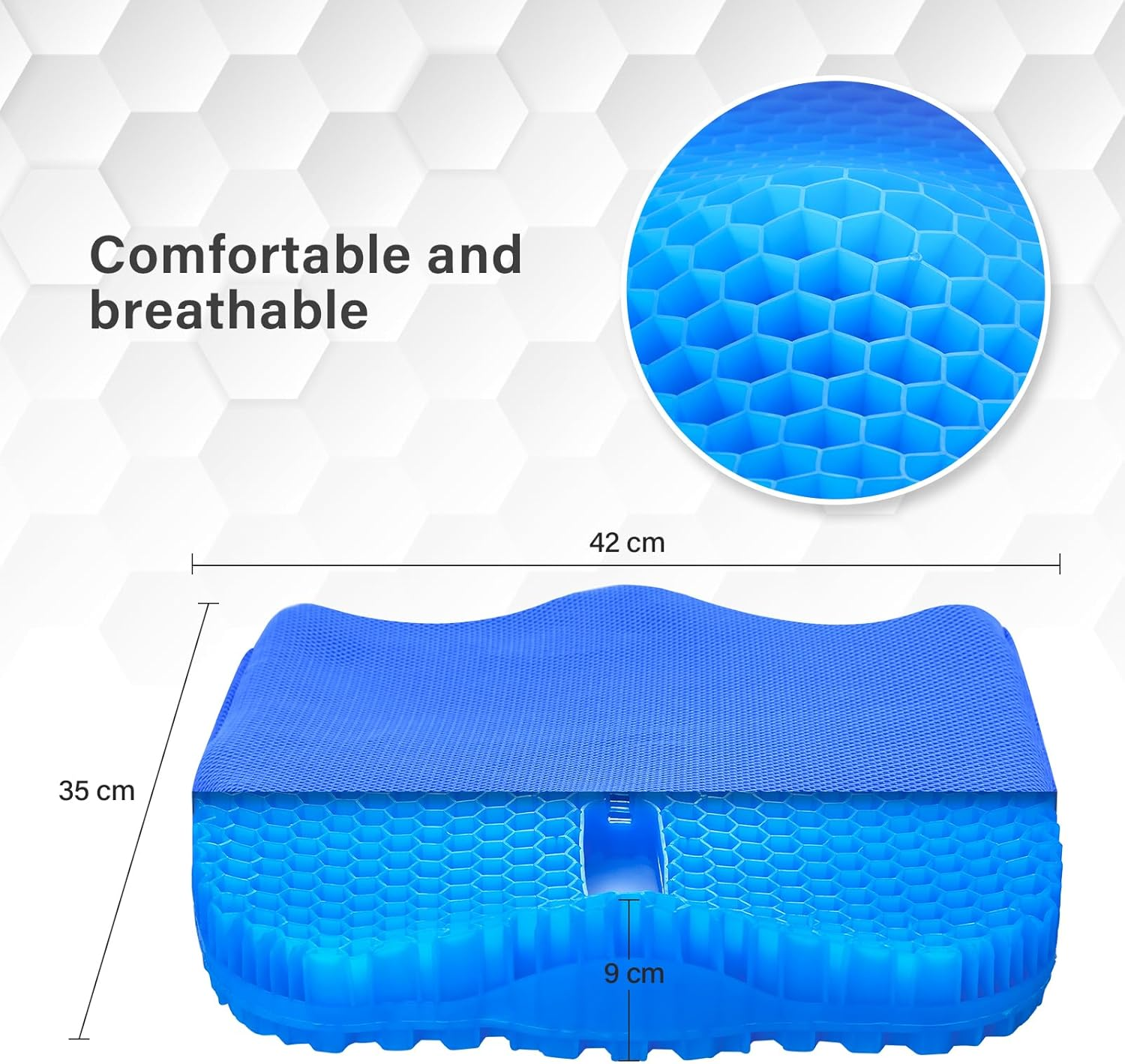 Bilbear Thicker Gel Seat Cushion,Large Gel Cushion for Office Chair,Breathable Chair Seat Pad,Pressure Relief Pad for Wheelchair&zwnj;,Car,Home & Kayaks (Blue) - Blue image number 3