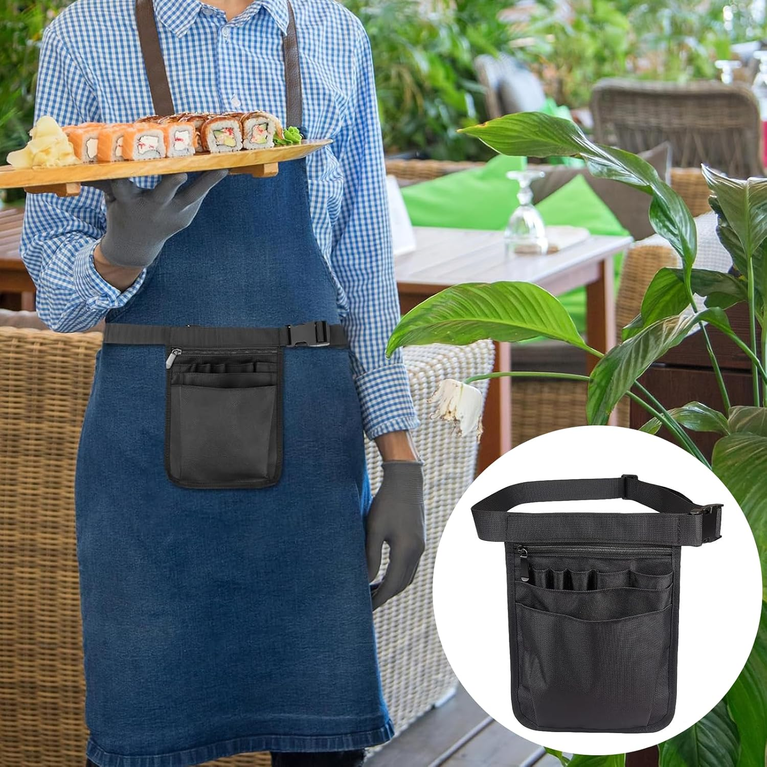 Multi Pocket Nurse Bag, Nurse Fanny Pack Nursing Waist Pouch Multi Pocket Utility Belt Bag Multi Pocket Nurse Bag Organizer Belt for Nurse Pack Pocket Nurse Bag (Black) image number 3