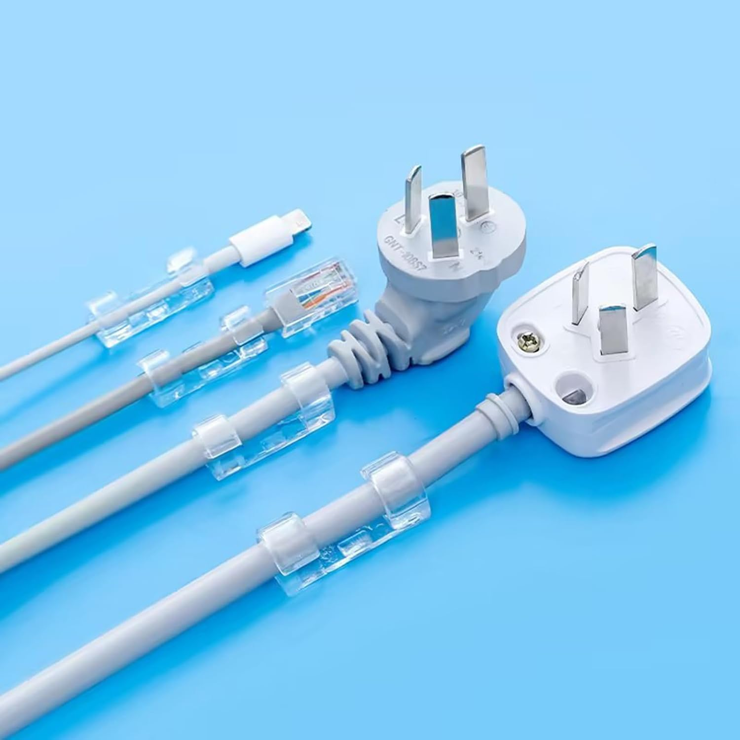 Clearhill 100 Cable Clamps, Wall Wire Brackets, Adhesive Cable Clamps Keep Cables Neat under Desks, Cars, and Computers (White) - Black image number 6