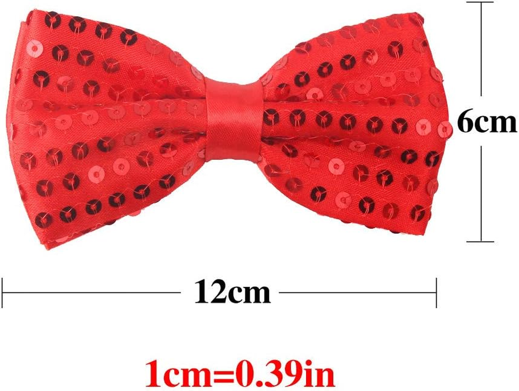 Sequins Adjustable Bow Tie, Bright Assorted Colors for Fancy Costume Party Accessory,Set of 7 image number 1