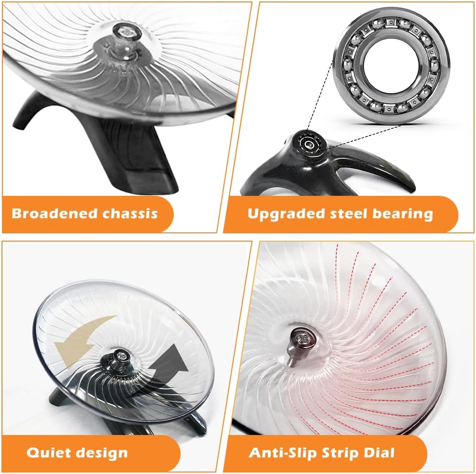 Hamster Wheel, Hermit Crab Climbing Toys Silent Running Exercise Wheel, Small Animal Exercise Wheels Hermit Crabs Wheel for Hamsters, Gerbils, Hermits Crabs Small Cage(Color:Grey 18Cm) image number 6