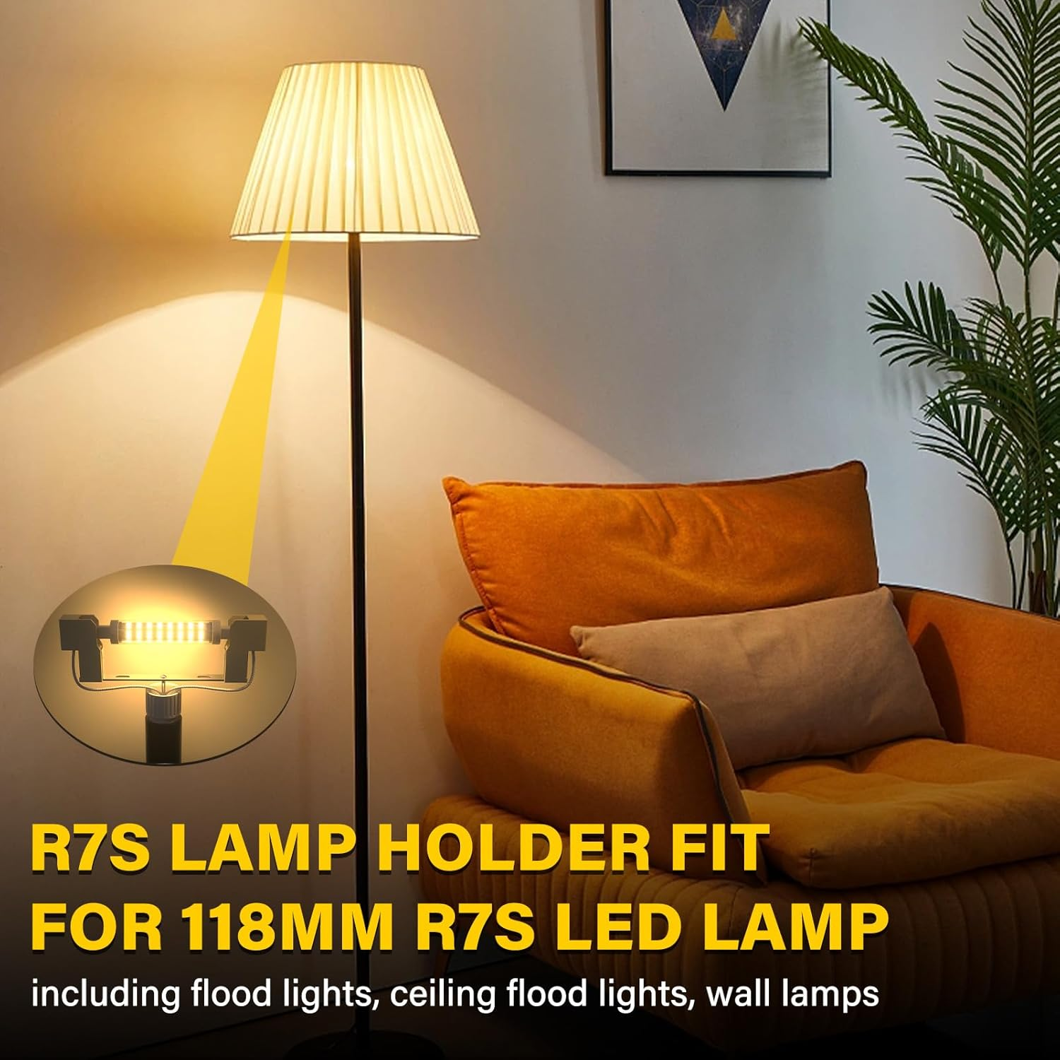 Bonlux R7S Bulb Socket,118Mm Bulb Lamp Holder Double Ended Lamp Holder Connector Metal Ceramic Handle R7S Lamp Socket for Flood Light Halogen Linear Lamp (2 PCS) image number 1