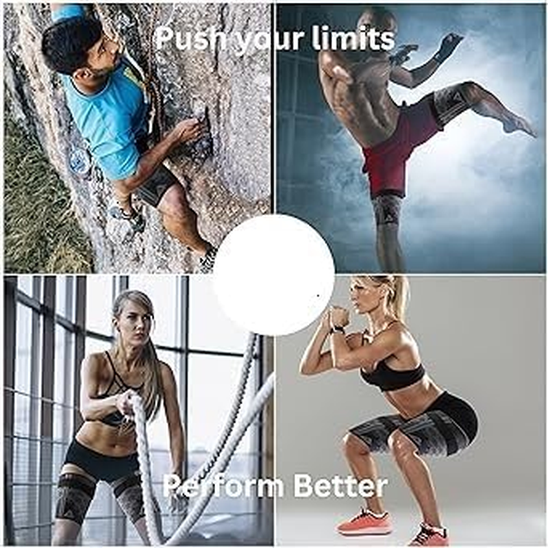 Thigh Compression Support Sleeve (2 per Pack), Breathable with Adjustable Non-Slip Strap for Hamstring and Quadricep Muscle Injury and Strain Recovery. Suitable for Men and Women, Black (L)