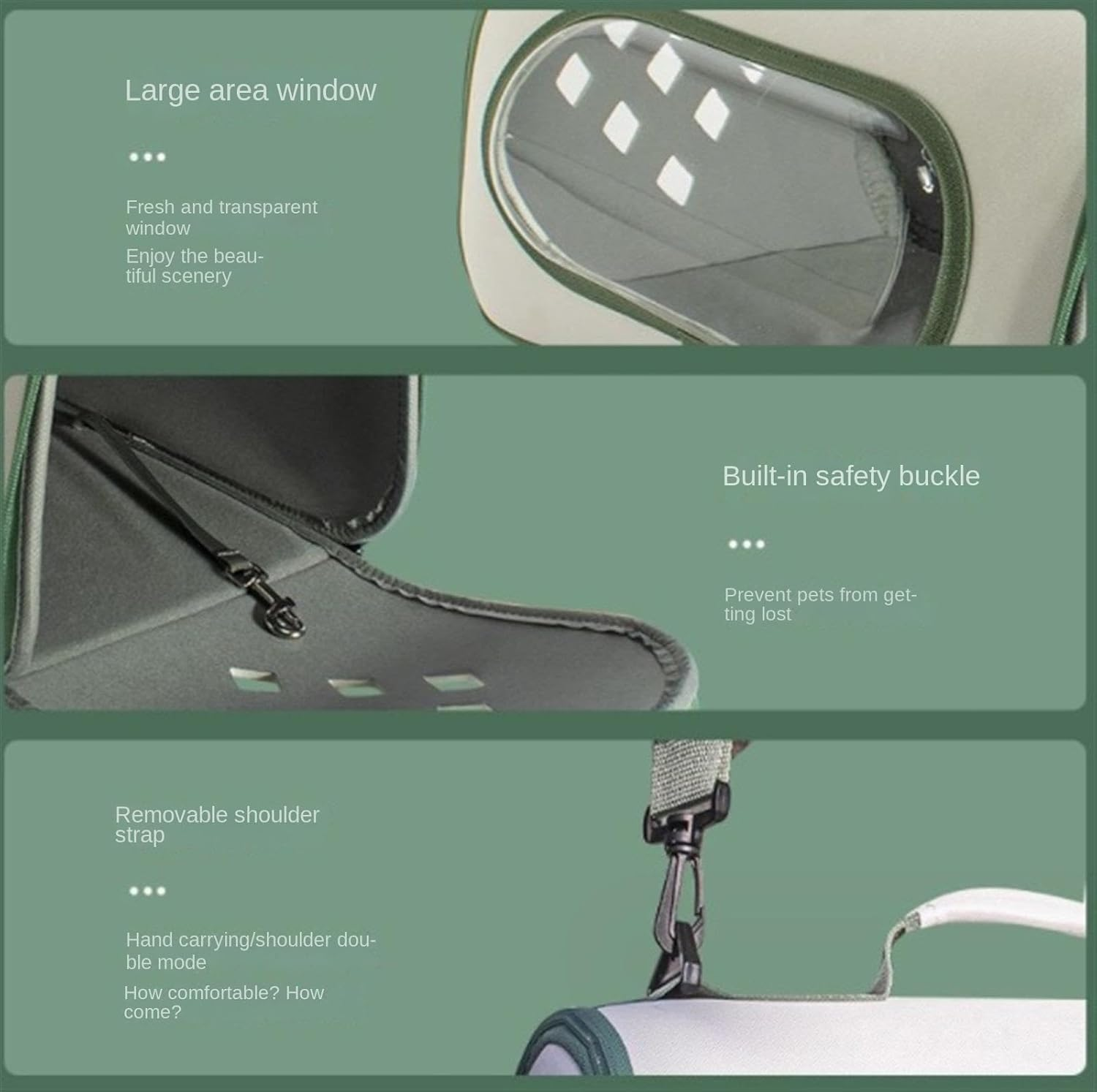 Cat Bag Dog Carrier Pet Carrier Portable Pet Backpack Pet Carrier Bags Cat Dog Carrier Outgoing Travel Pet Handbag Cat Carrier Pet Bag Carrier(Color:Green) image number 1