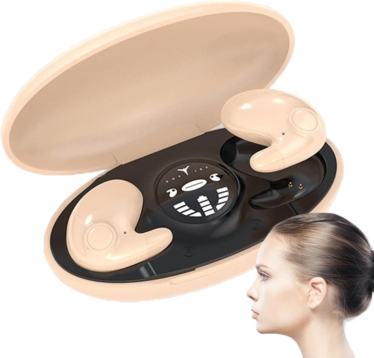 1 Set Wireless Invisible Earbuds - Invisible in Ear Headphones, Wireless Flat Earbuds | Sleep Headphones with Microphone, Comfortable Touch Control Ear Buds for Sleeping Small Ear Canals