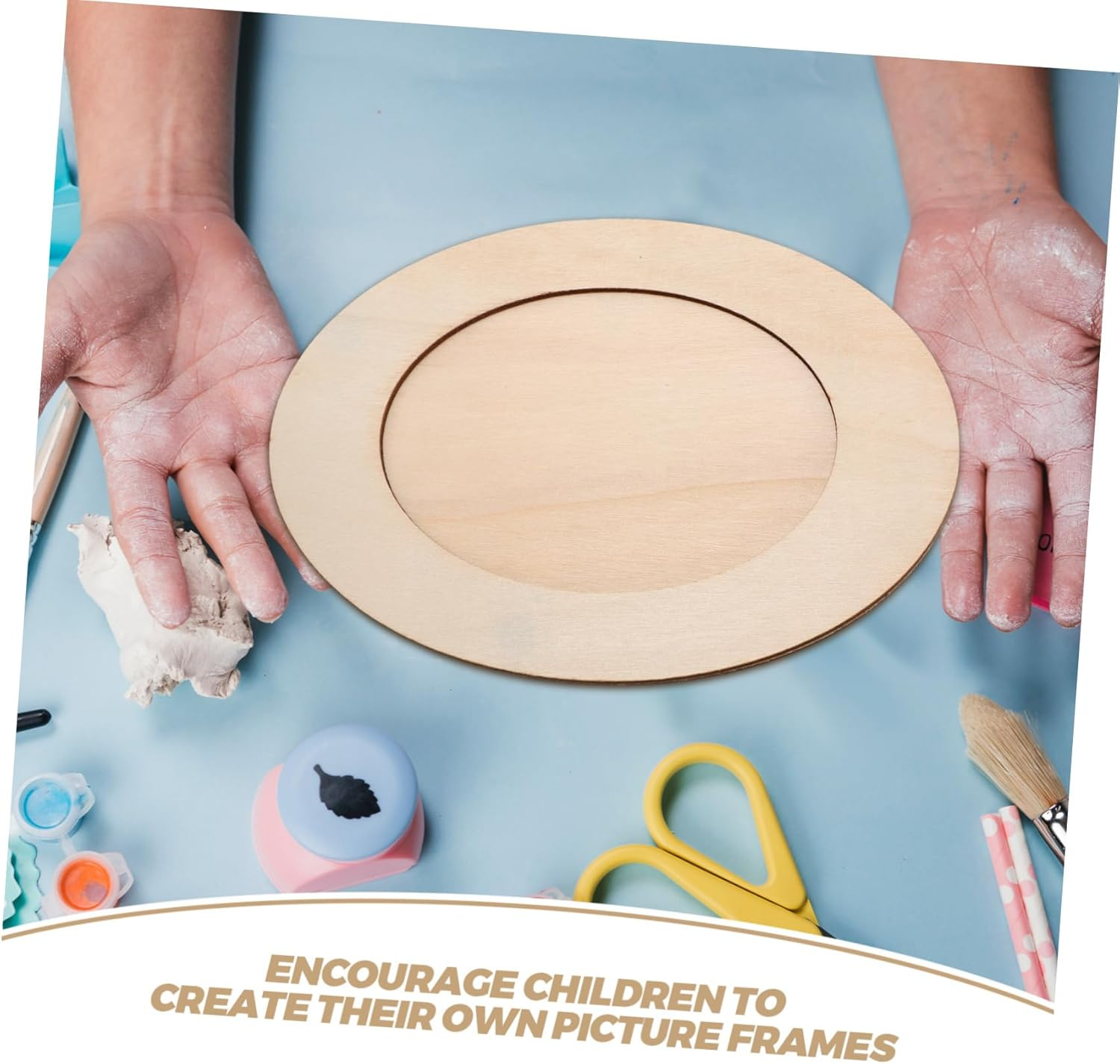 MOLUCKFU Wooden Craft Frame Oval DIY Photo Frame Unfinished for Decor Stand up Display for Art Projects Family Bonding Activities and Decorations image number 6