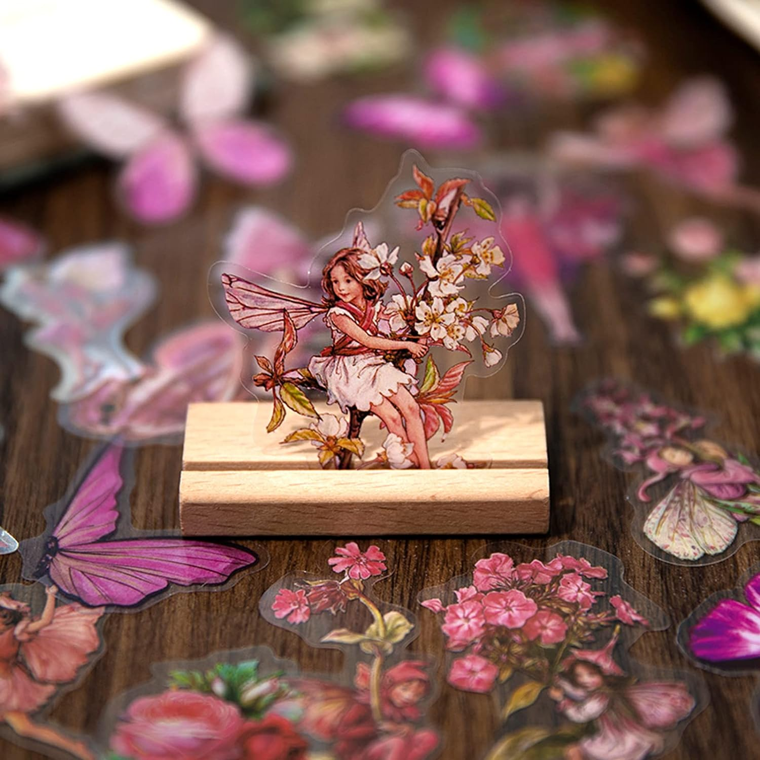 Aesthetic Fairy Journaling Scrapbook Stickers, 40Pcs Waterproof Transparent PET Junk Journal Decals, Scrapbooking Supplies Kit for Laptop, Phone Case, Water Bottle DIY Decoration (Blue)