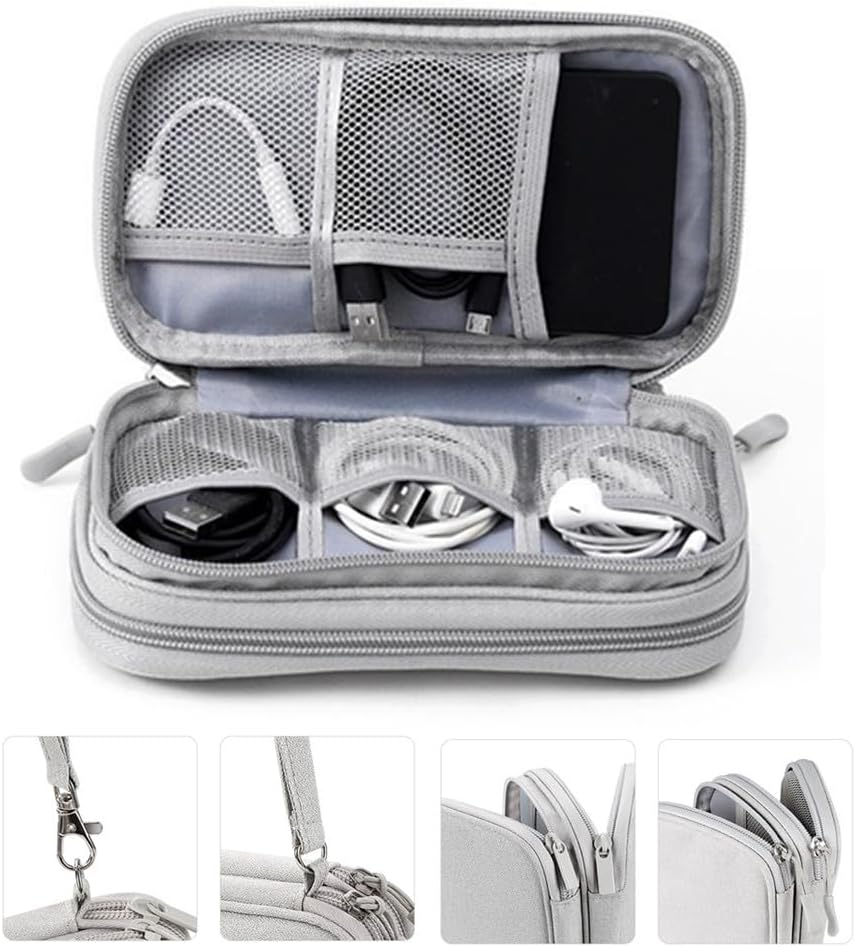 Electronics Organizer, Granmagazz Electronics Accessories Organizer Pouch Bag, Light Grey Cable Organizer Bag, Charger Organizer Case Pouch for Travel Accessories and Electronics image number 2