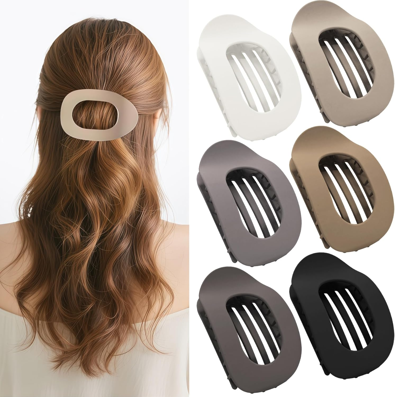 Pack of 6 Hair Clips for Women, Hair Clip, Flat Claw Clip, French Hair Clips Women, Strong Hold Side Hair Clips, French Hair Clip for Thick and Thin Hair