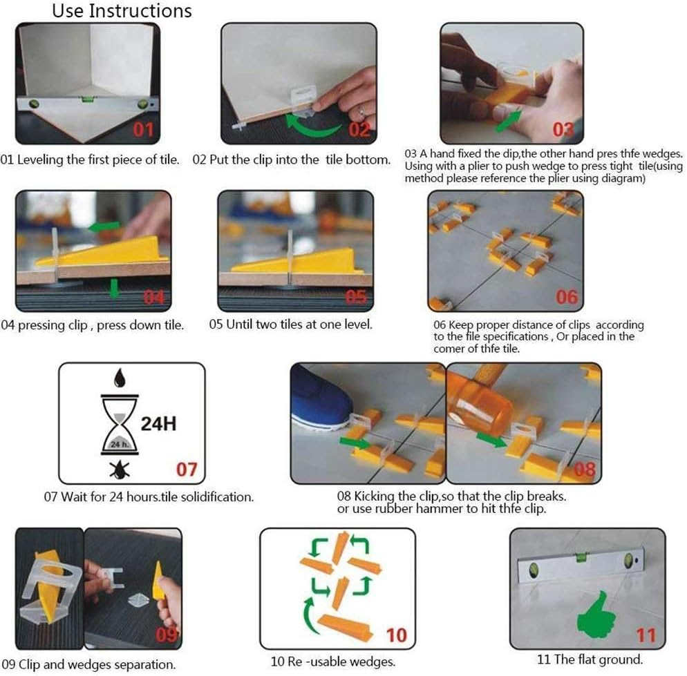800 Pcs 1.5Mm Tile Leveling System Clips Levelling Spacer Tiling Tool Floor Wall image number 1